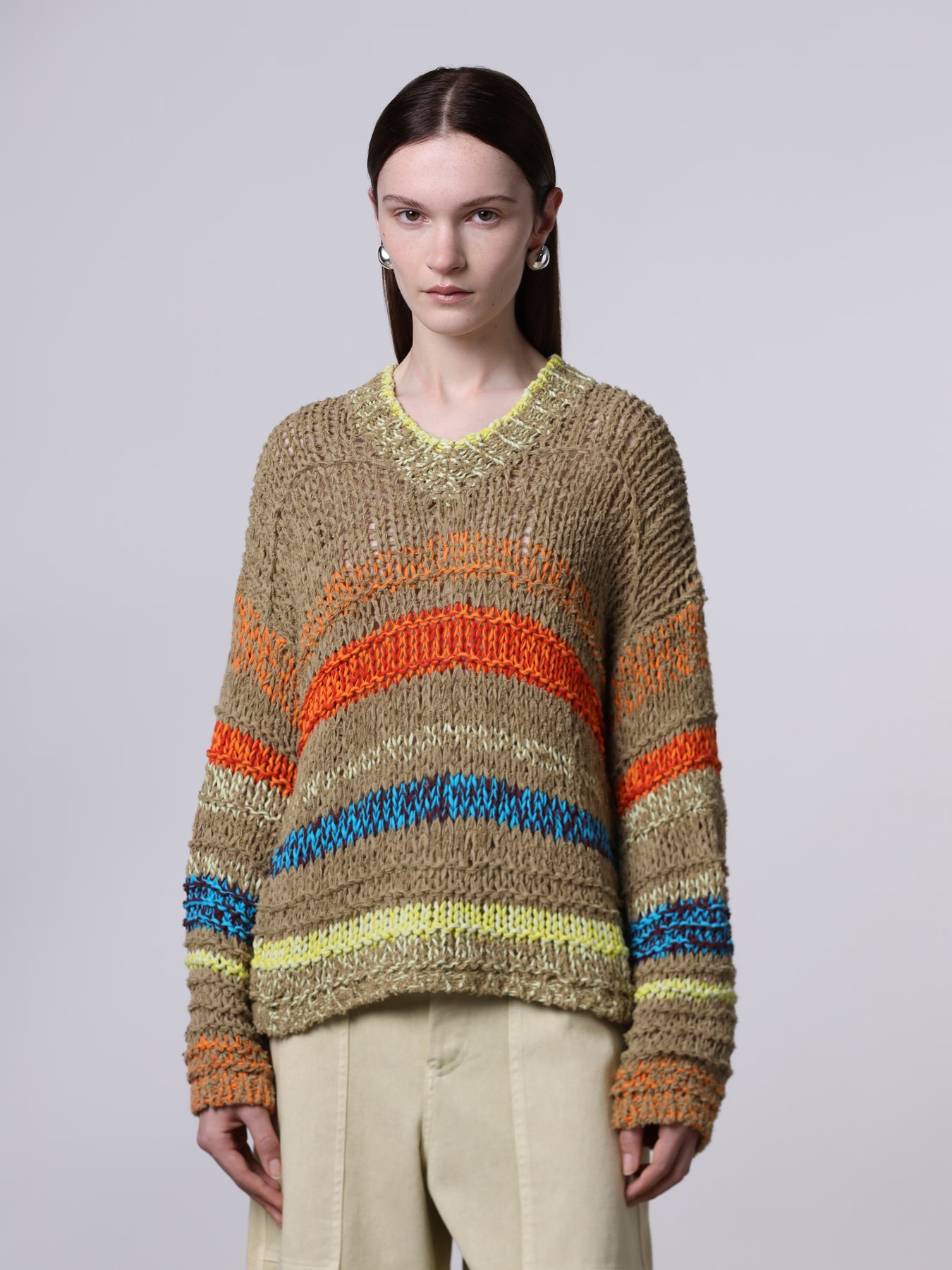 Mixed-stitch striped sweater