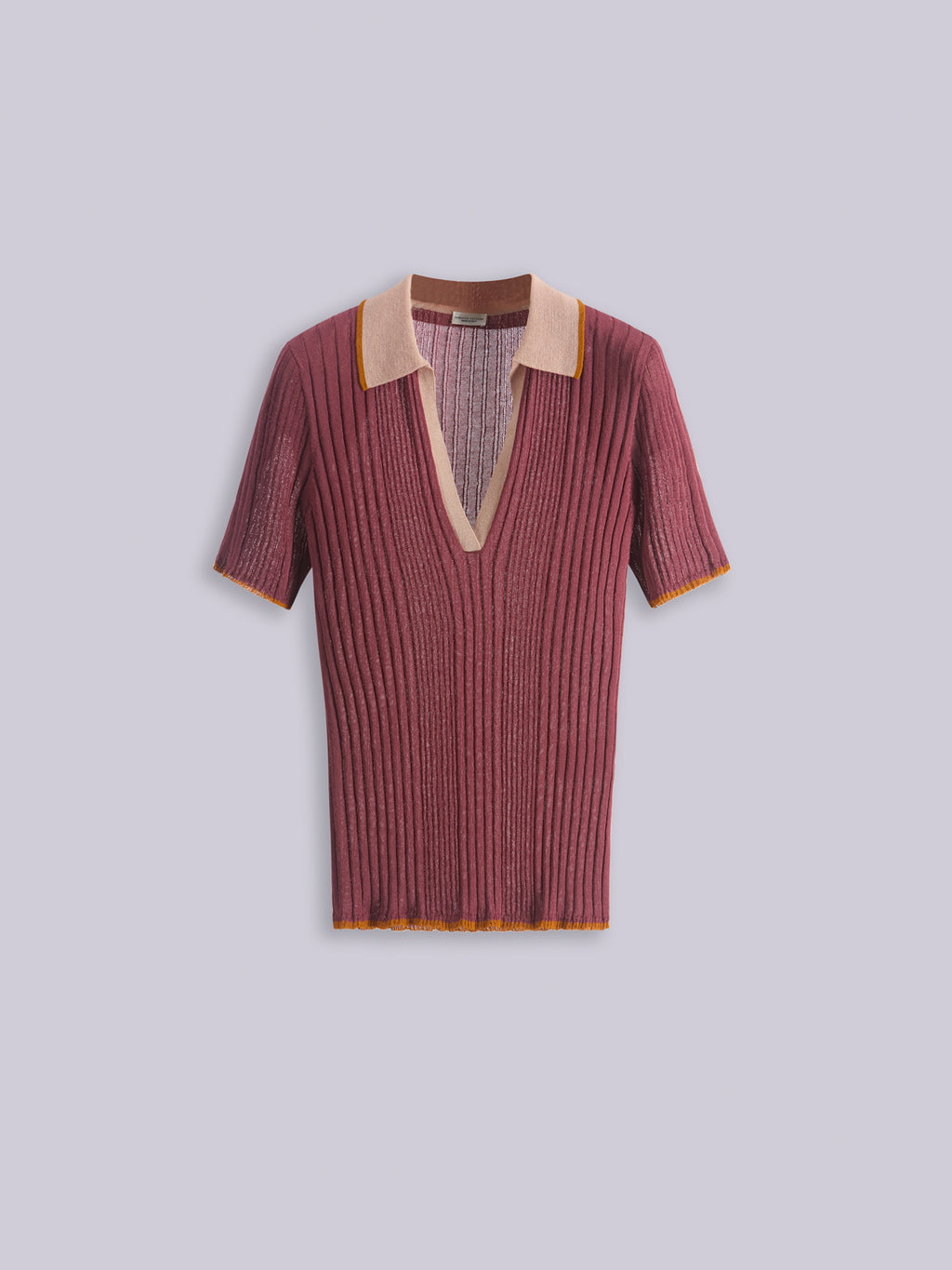 Contrast-stitch ribbed polo
