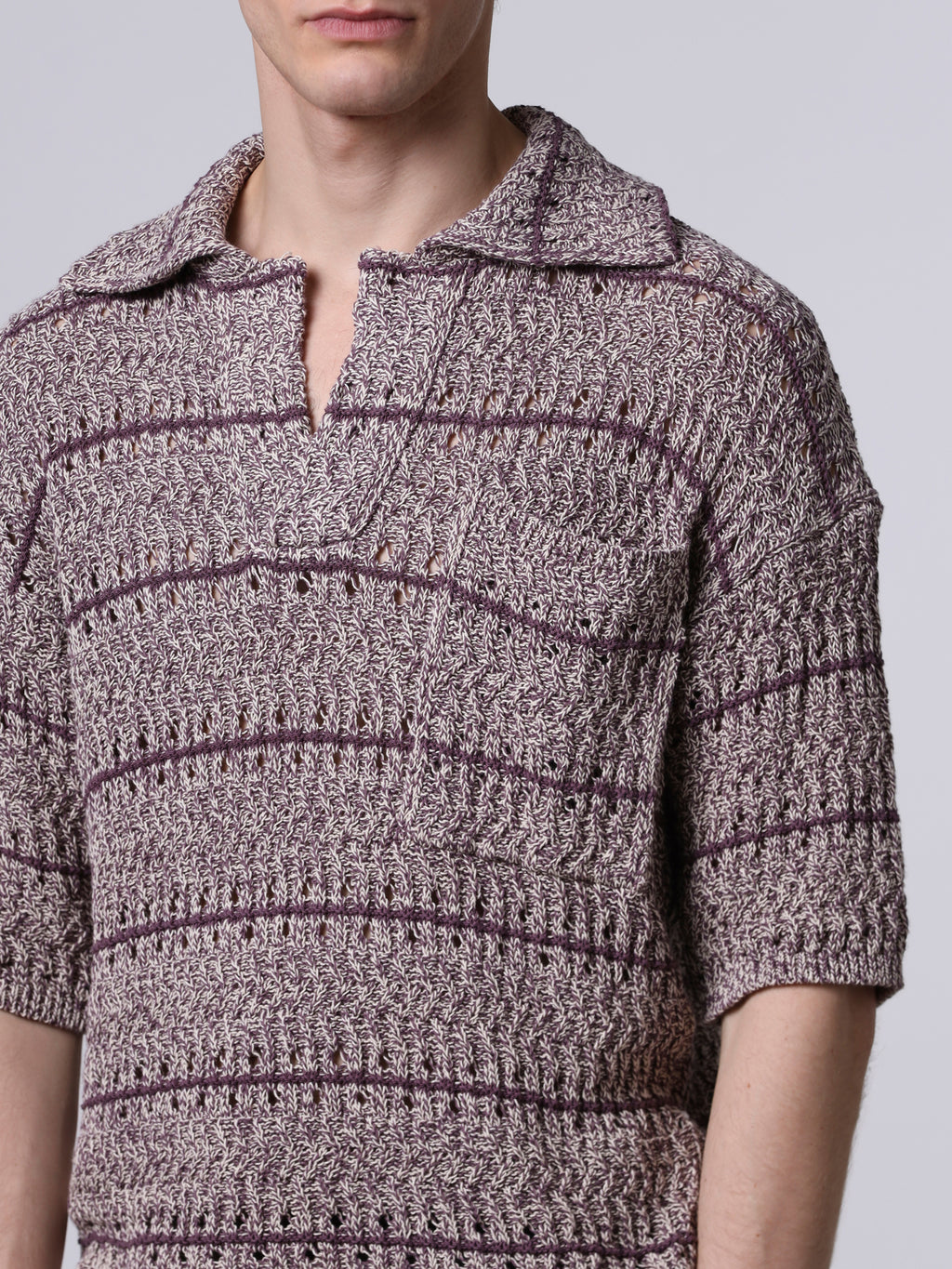 Mouliné textured knit polo