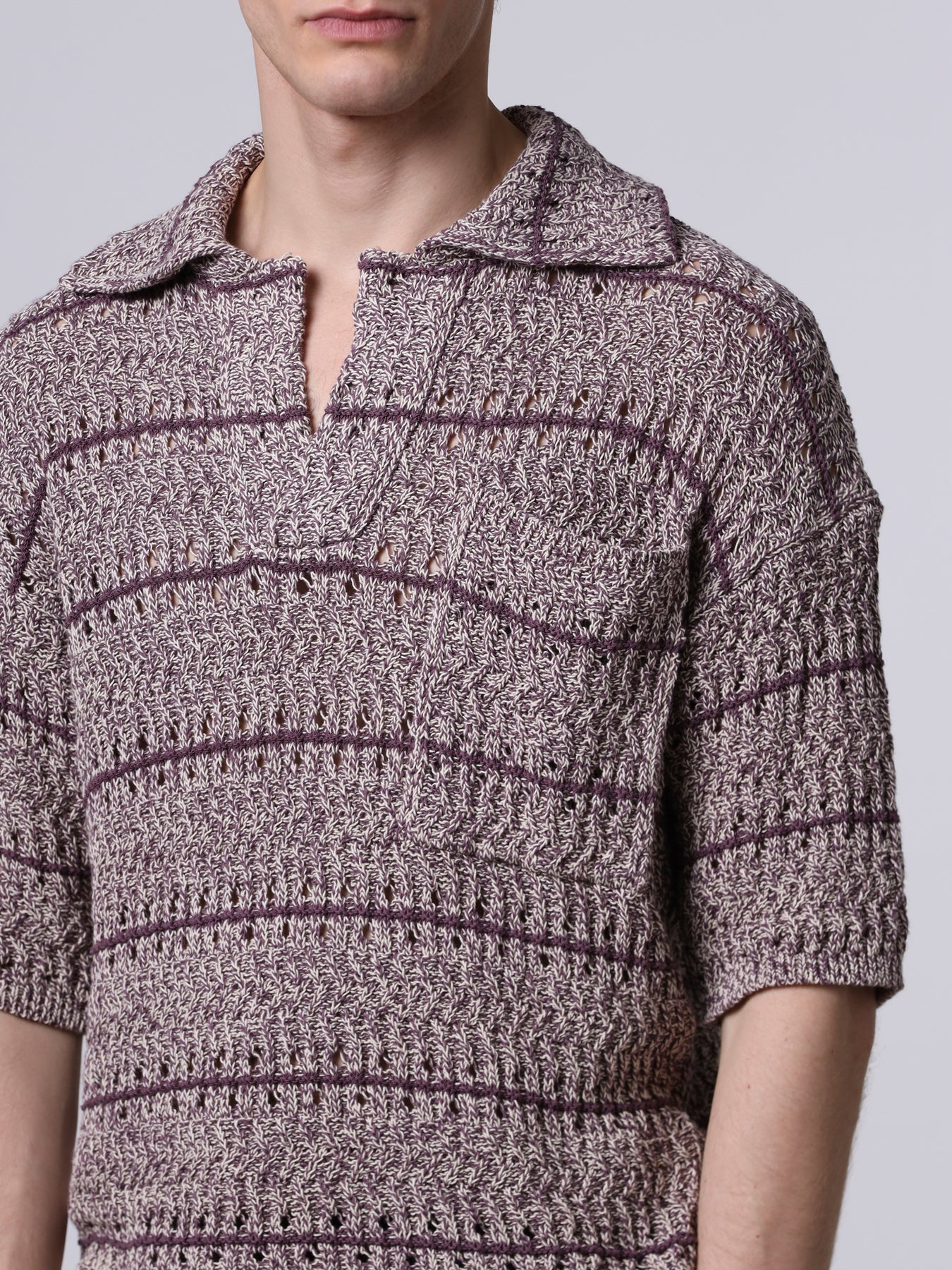 Mouliné textured knit polo