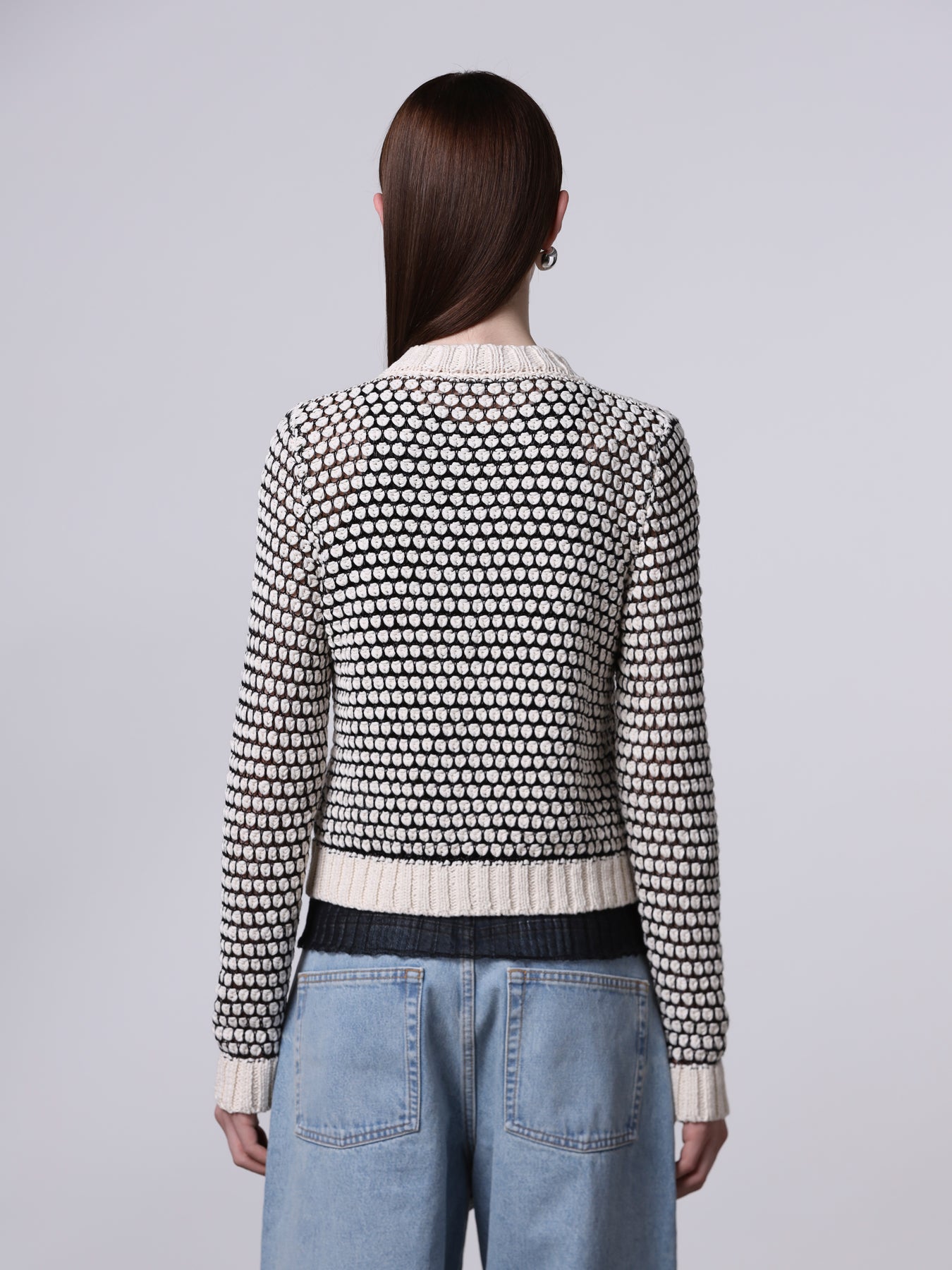 Seed stitch knit cardigan