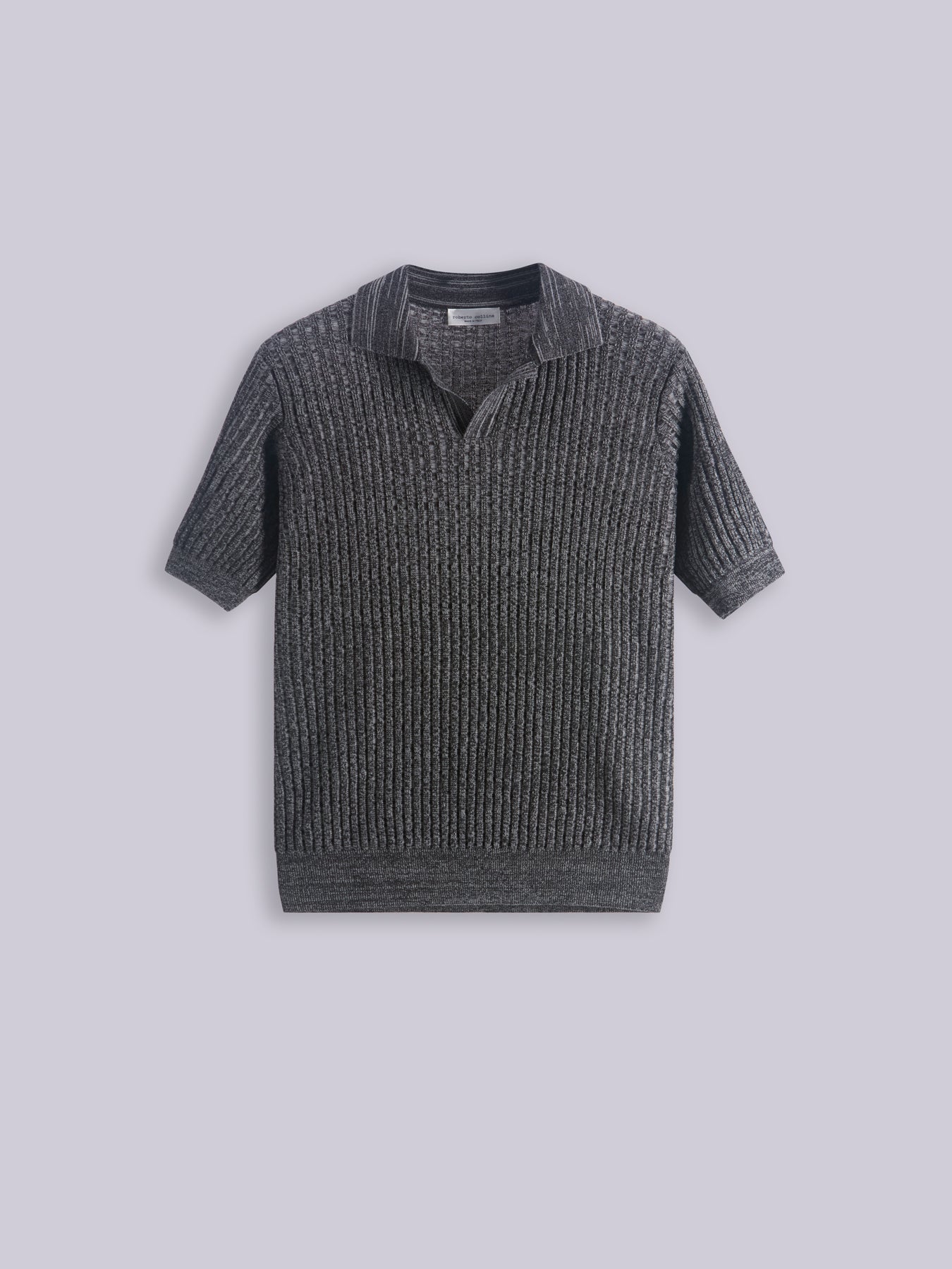 Ribbed mouliné knit polo