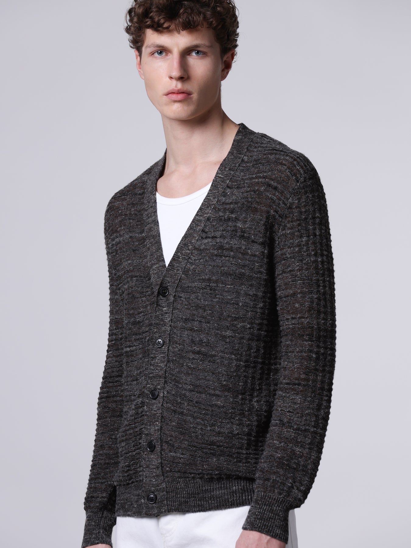 Mouliné textured-knit cardigan
