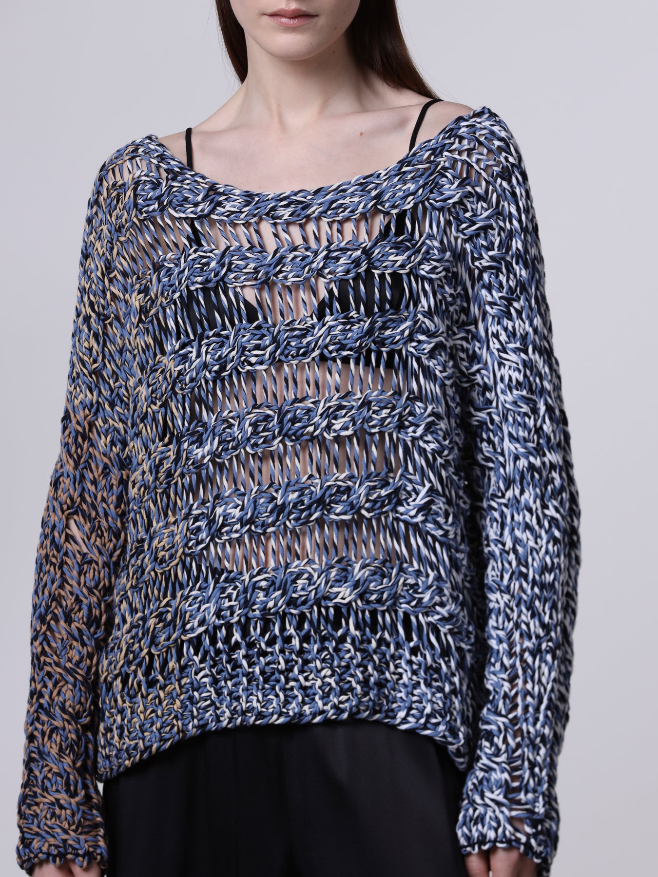 Multicolor cable-knit sweater