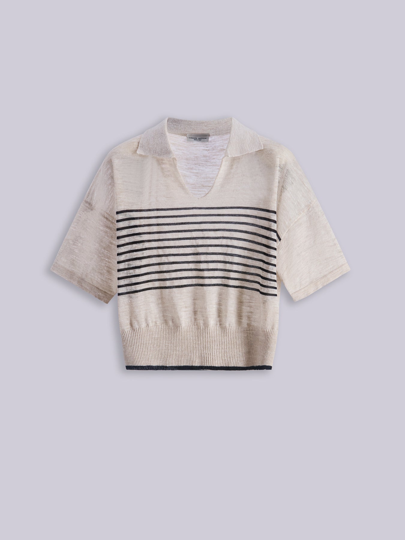Striped linen polo