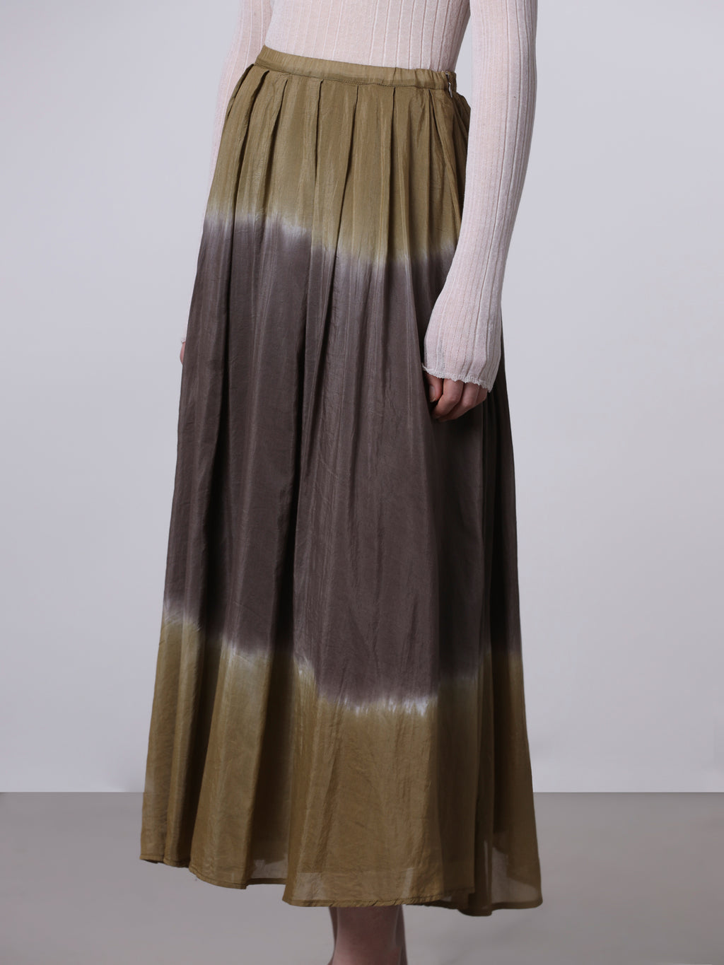 Tie-dye wide pleated skirt