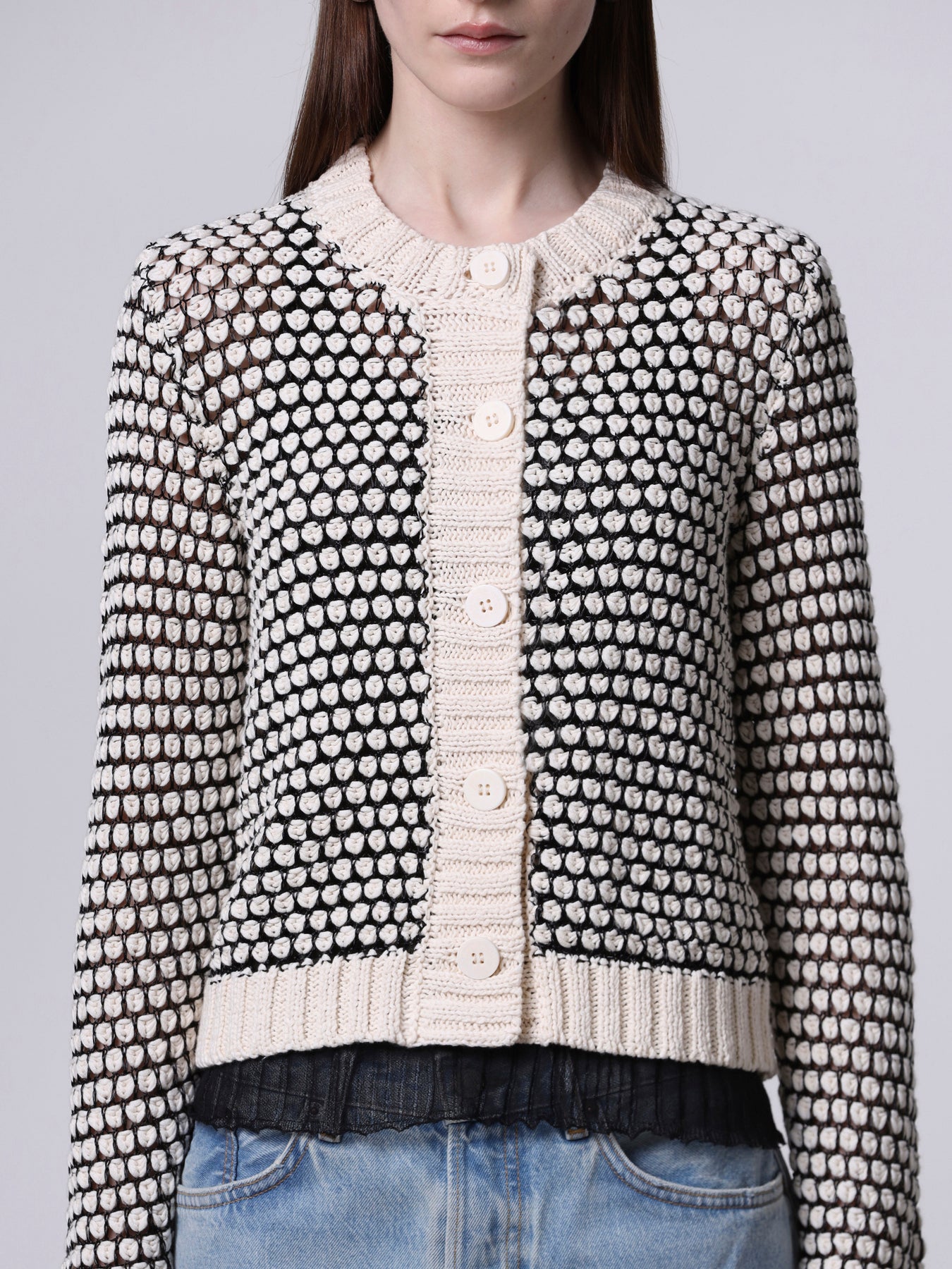 Seed stitch knit cardigan