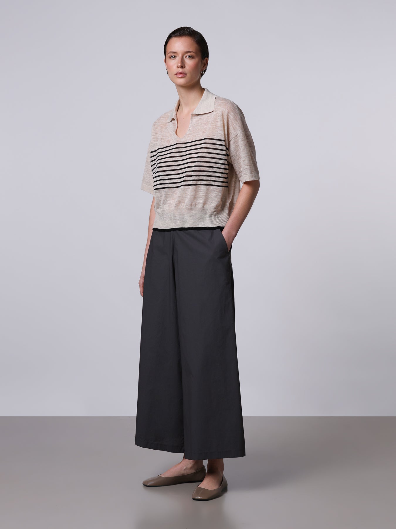 Striped linen polo