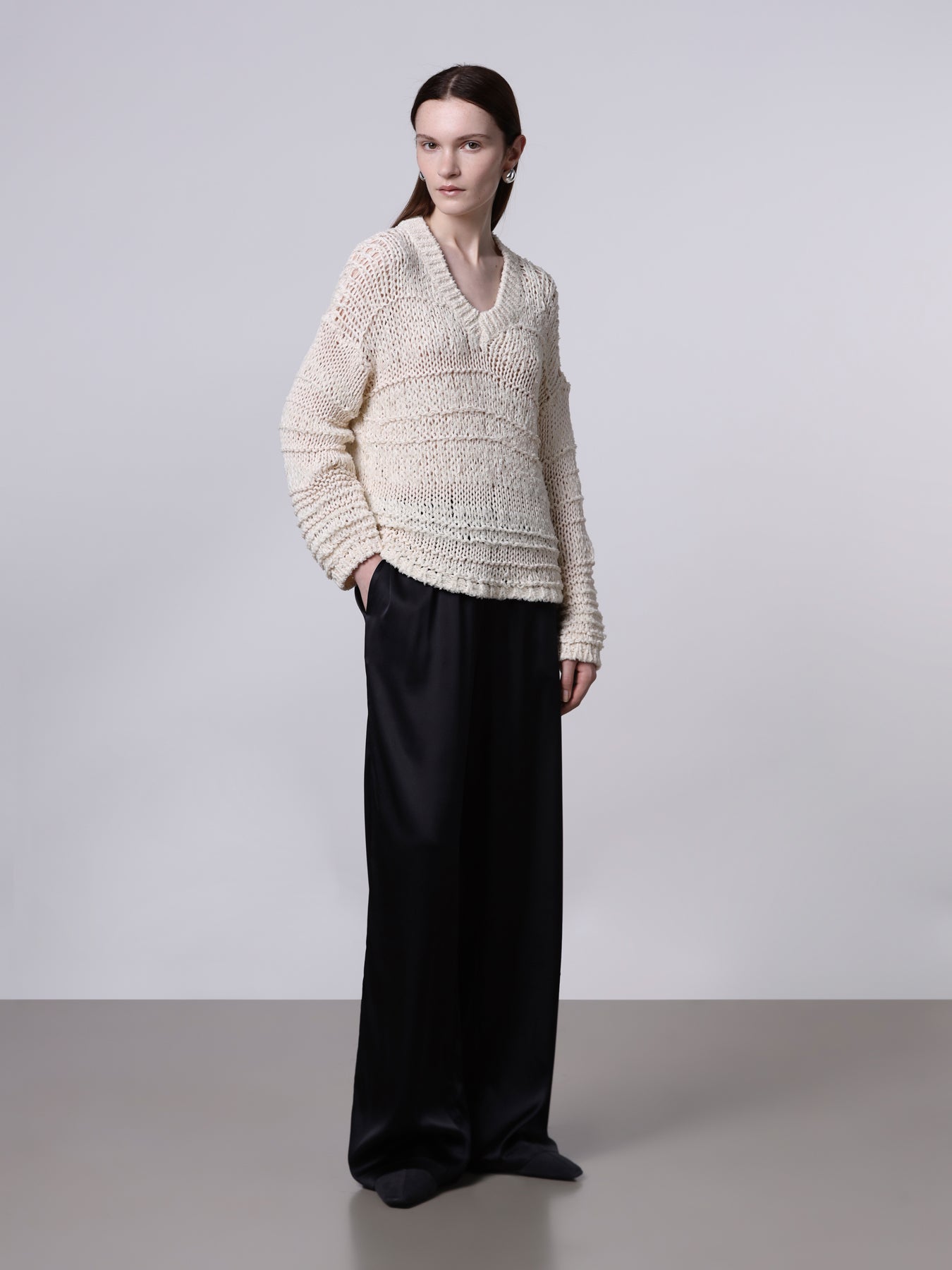 Wide silk trousers