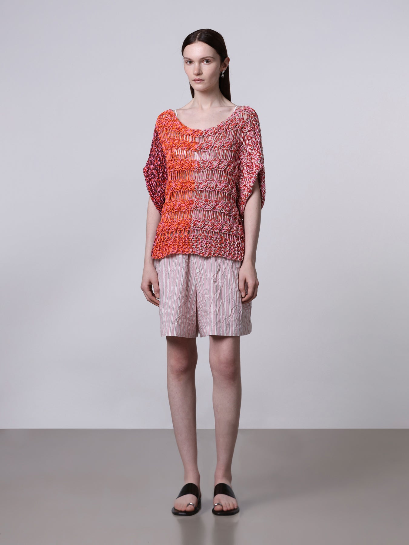 Multicolor cable-knit top