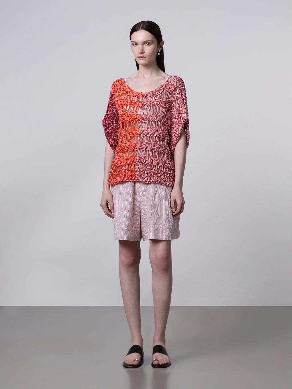 Multicolor cable-knit top