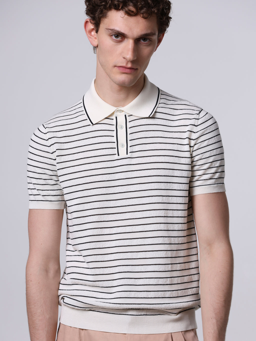 Striped cotton polo