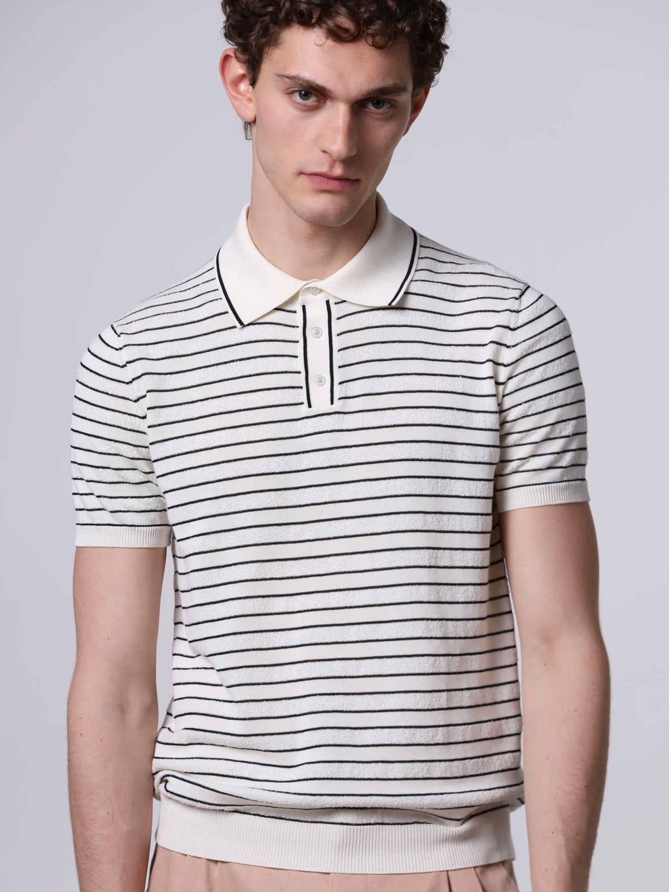 Striped cotton polo