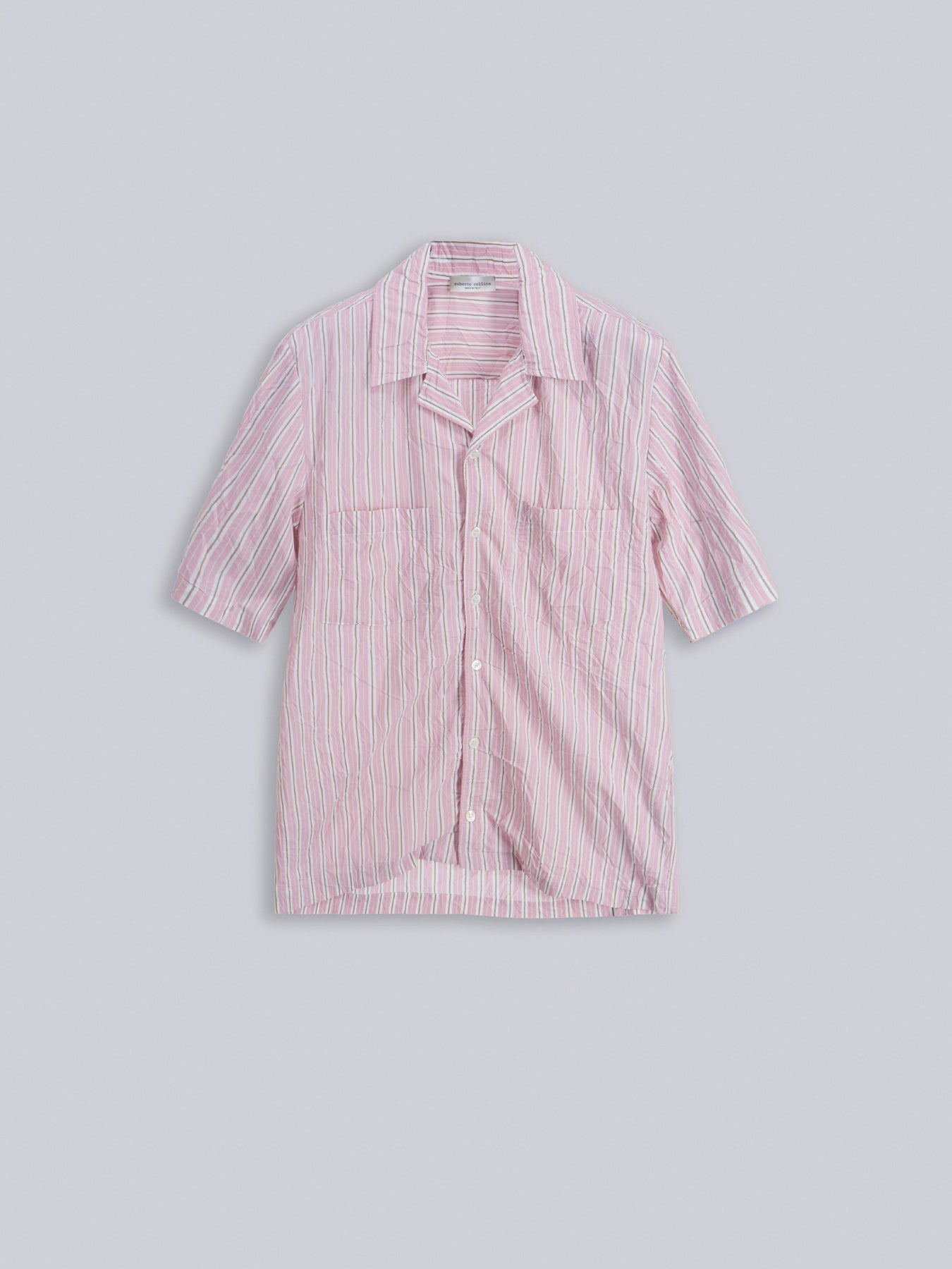 Oversized short sleeves crinkled shirt