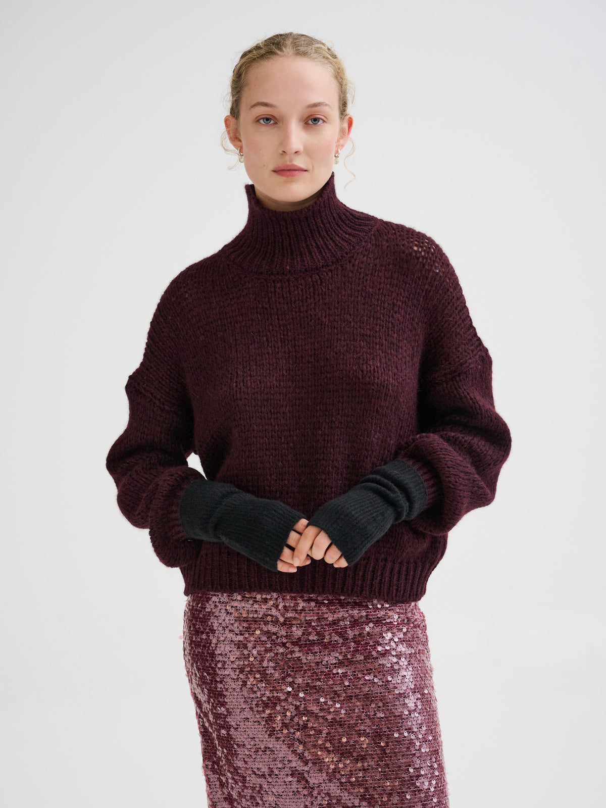 Cashmere and silk fingerless gloves