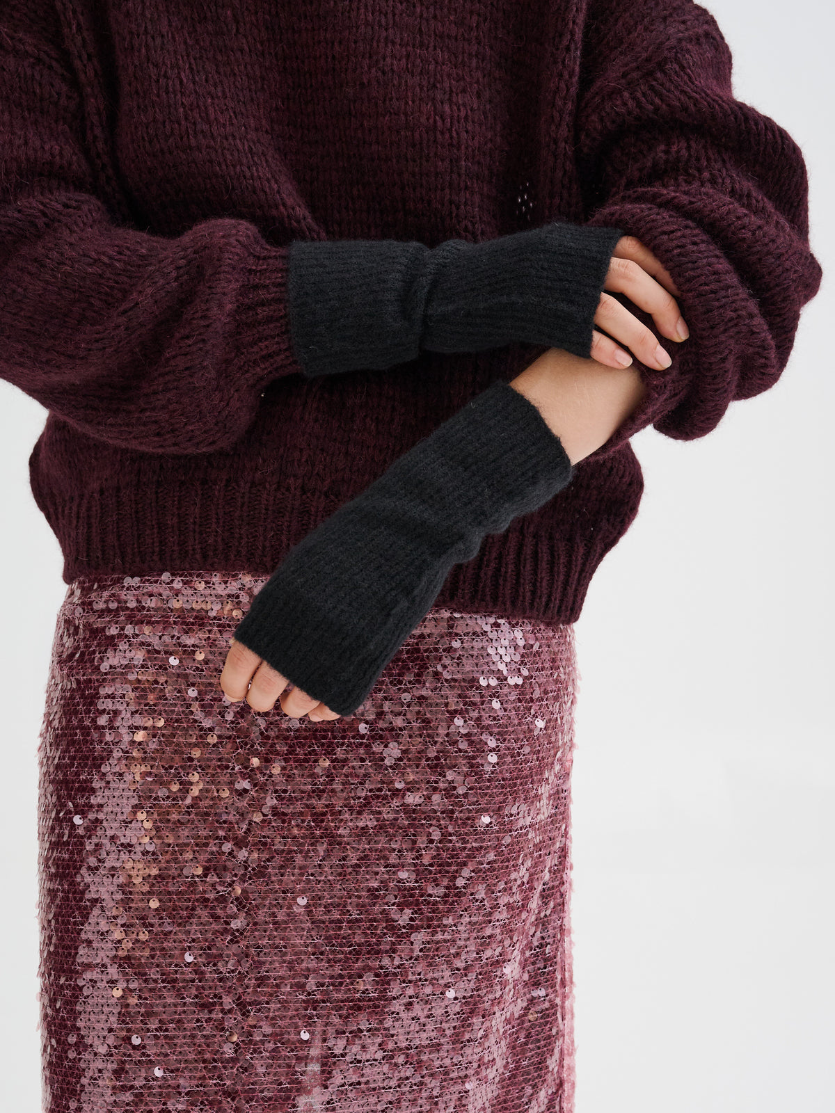 Cashmere and silk fingerless gloves