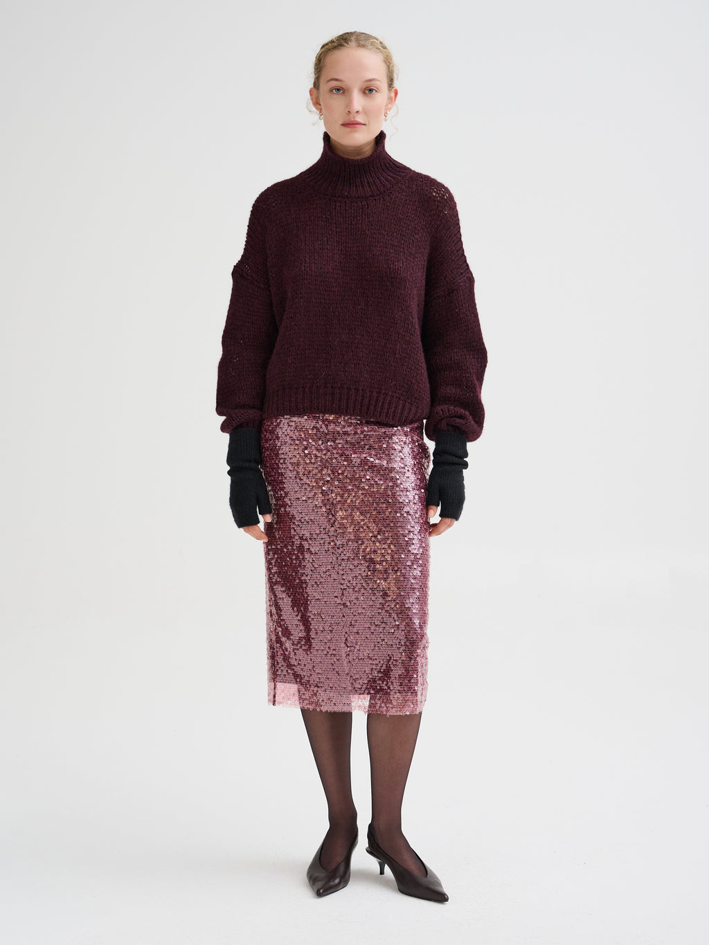 Cashmere and silk fingerless gloves
