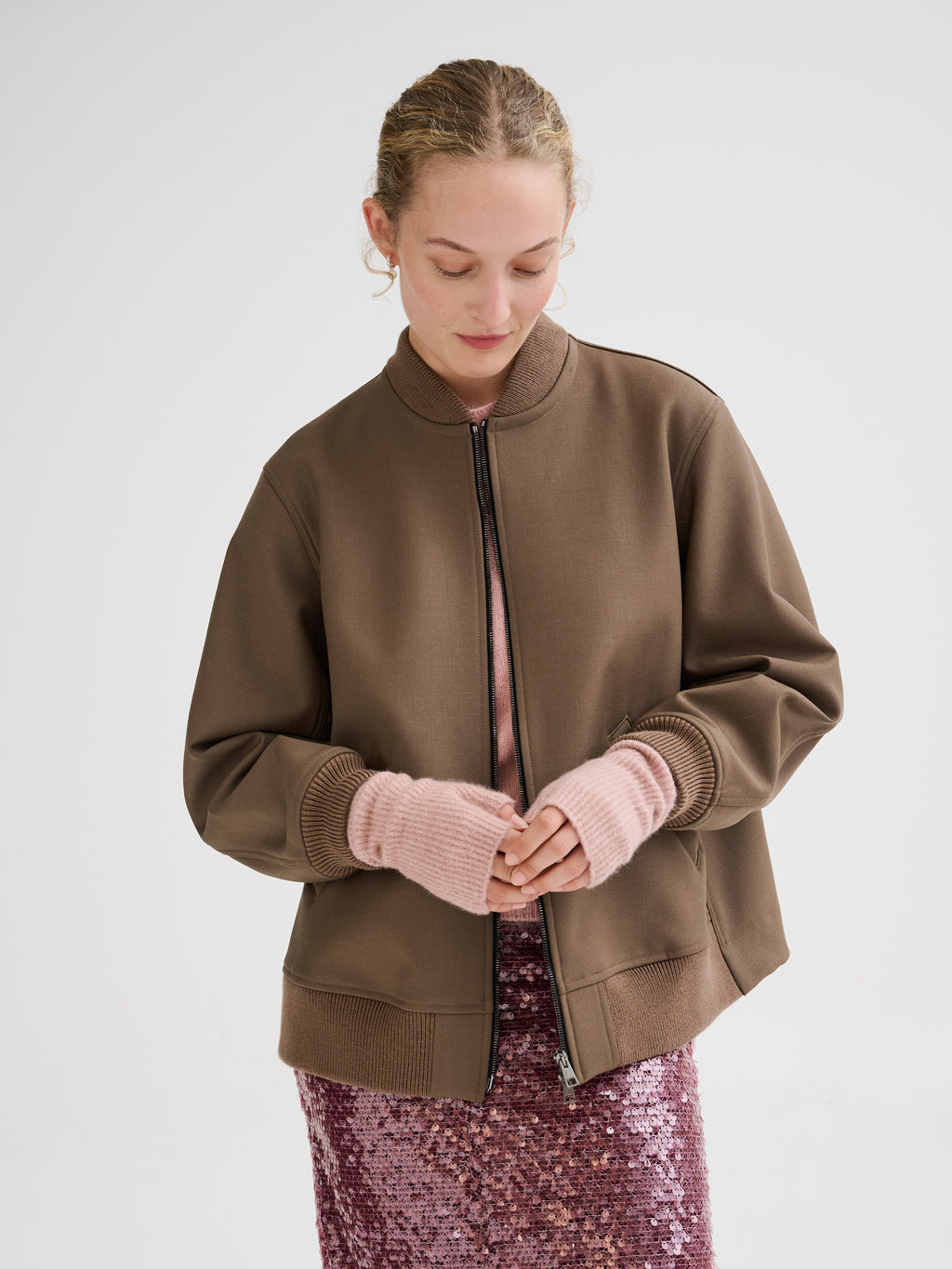 Cashmere and silk fingerless gloves