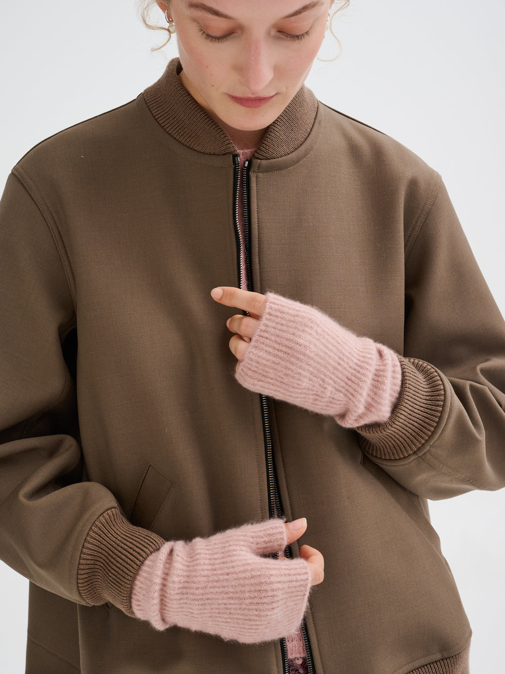 Cashmere and silk fingerless gloves