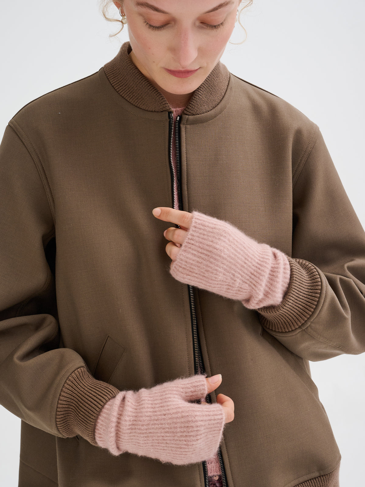 Cashmere and silk fingerless gloves