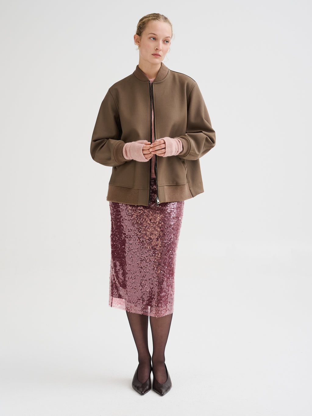 Cashmere and silk fingerless gloves