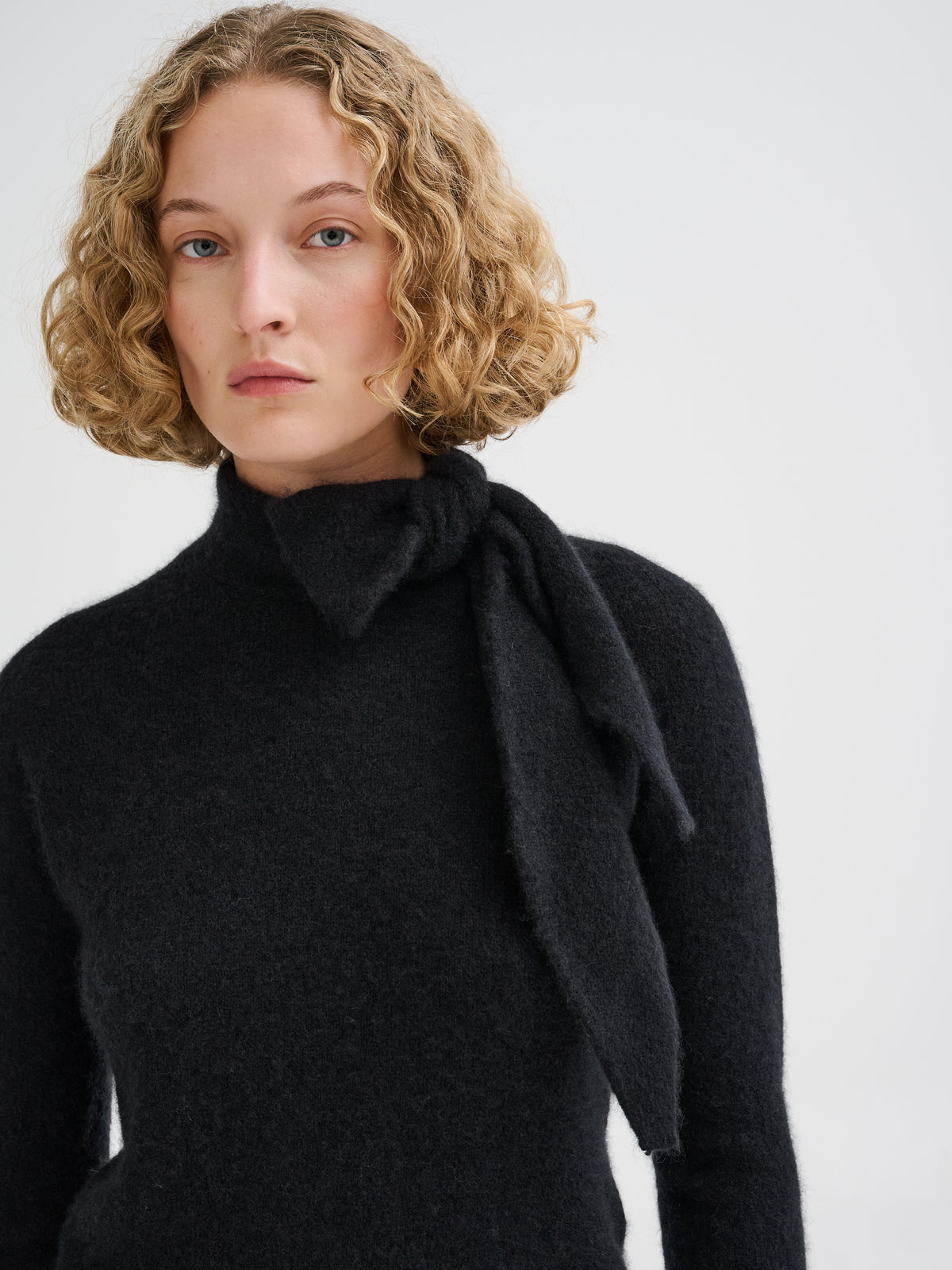 Cashmere and silk sweater with integrated scarf
