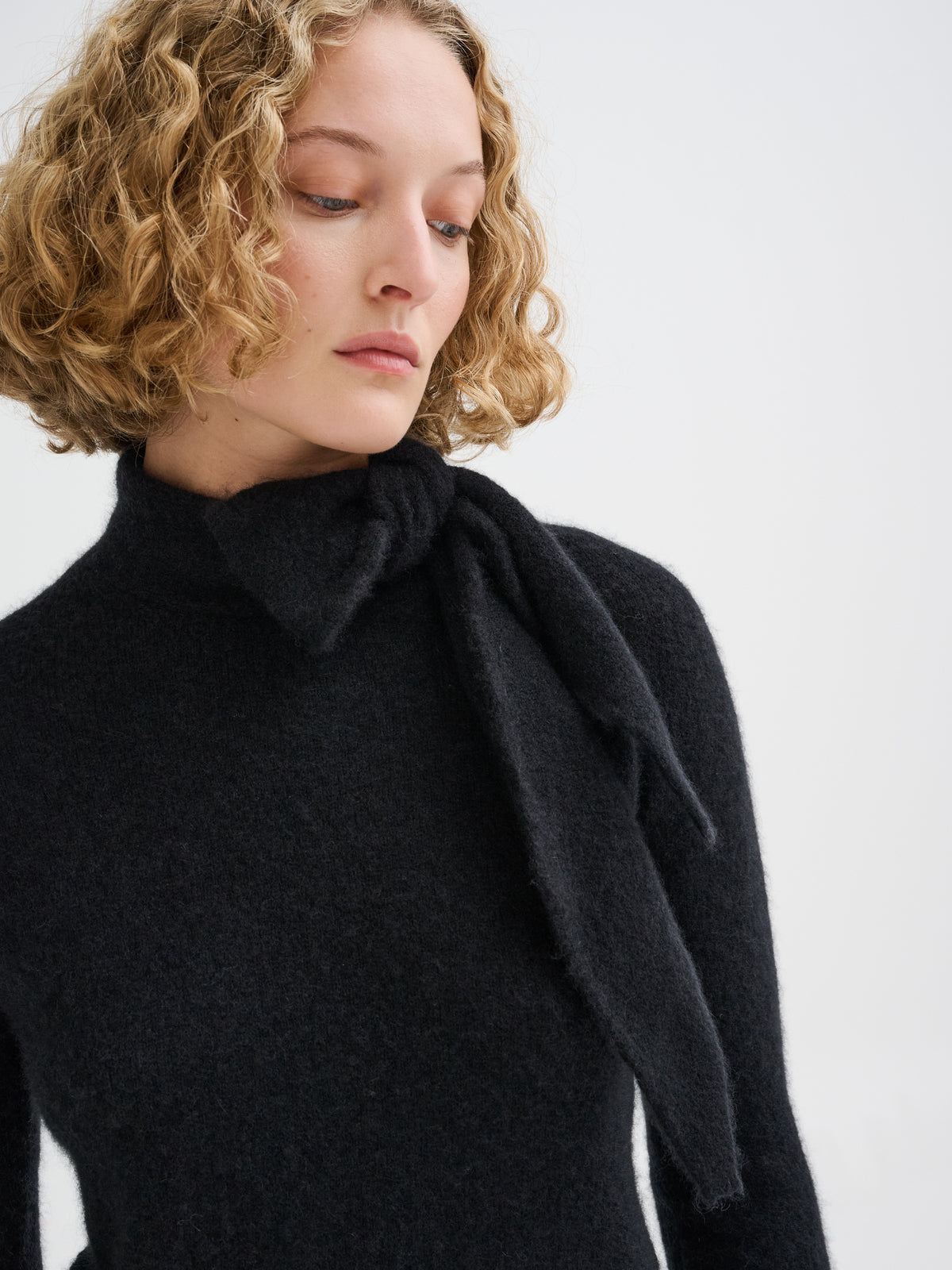 Cashmere and silk sweater with integrated scarf