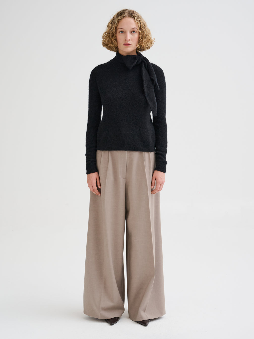 Cashmere and silk sweater with integrated scarf