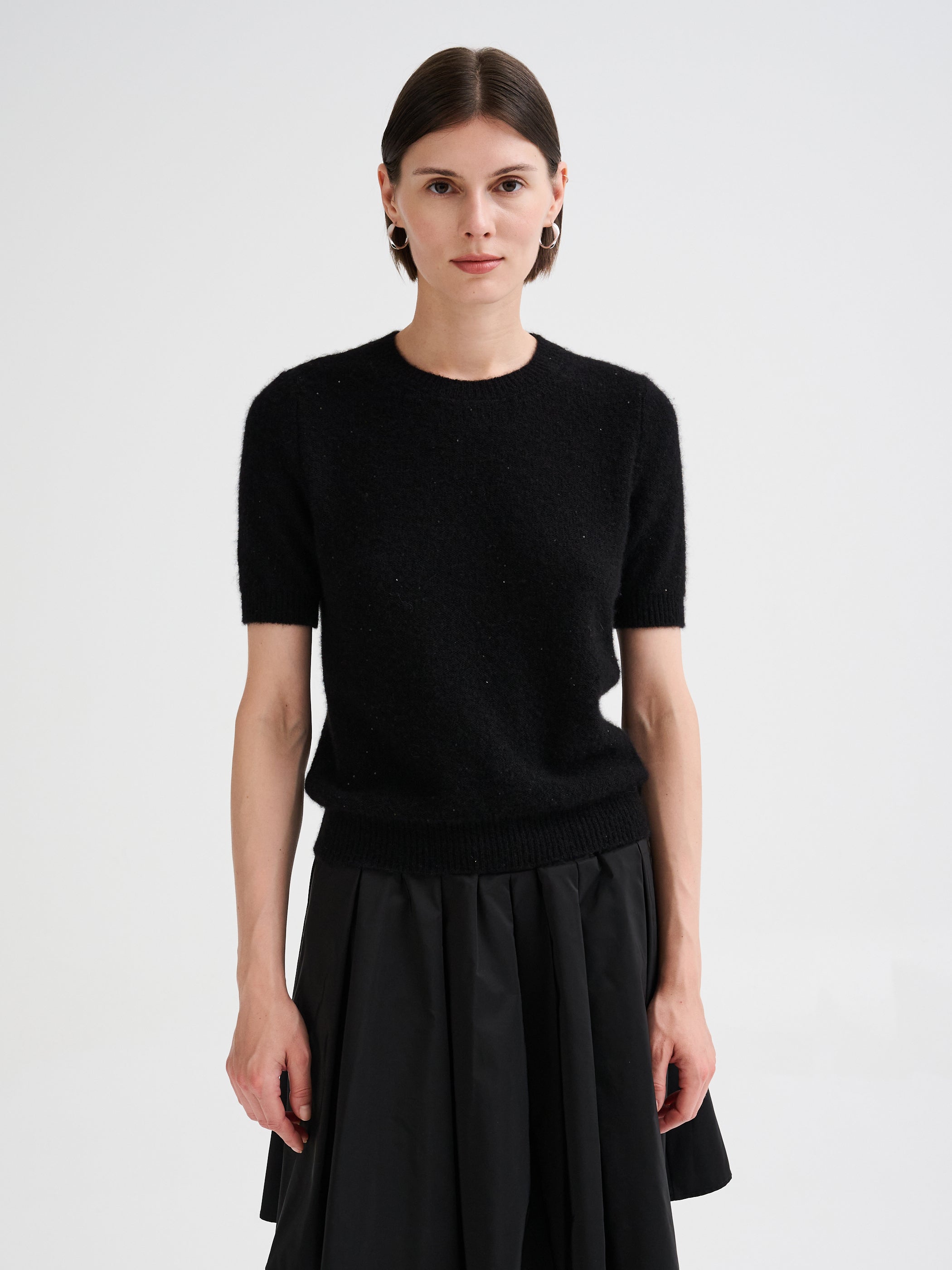 Micro-sequin knit T-shirt