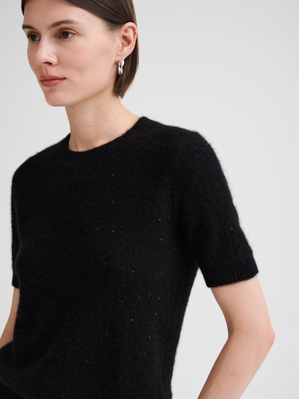 Micro-sequin knit T-shirt