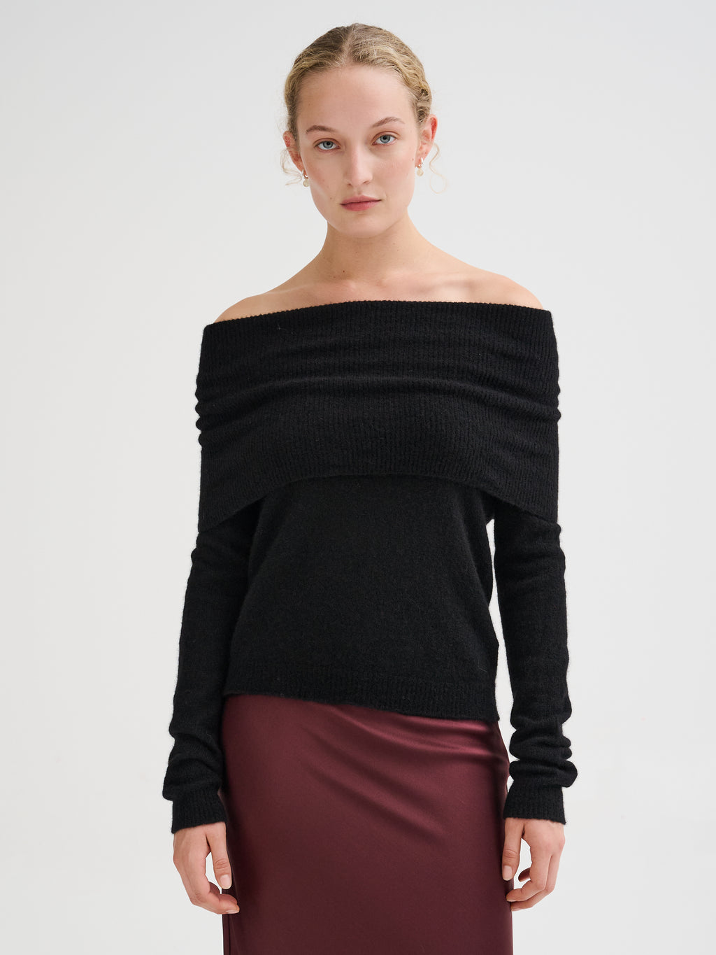 Cashmere and silk off-the-shoulder sweater