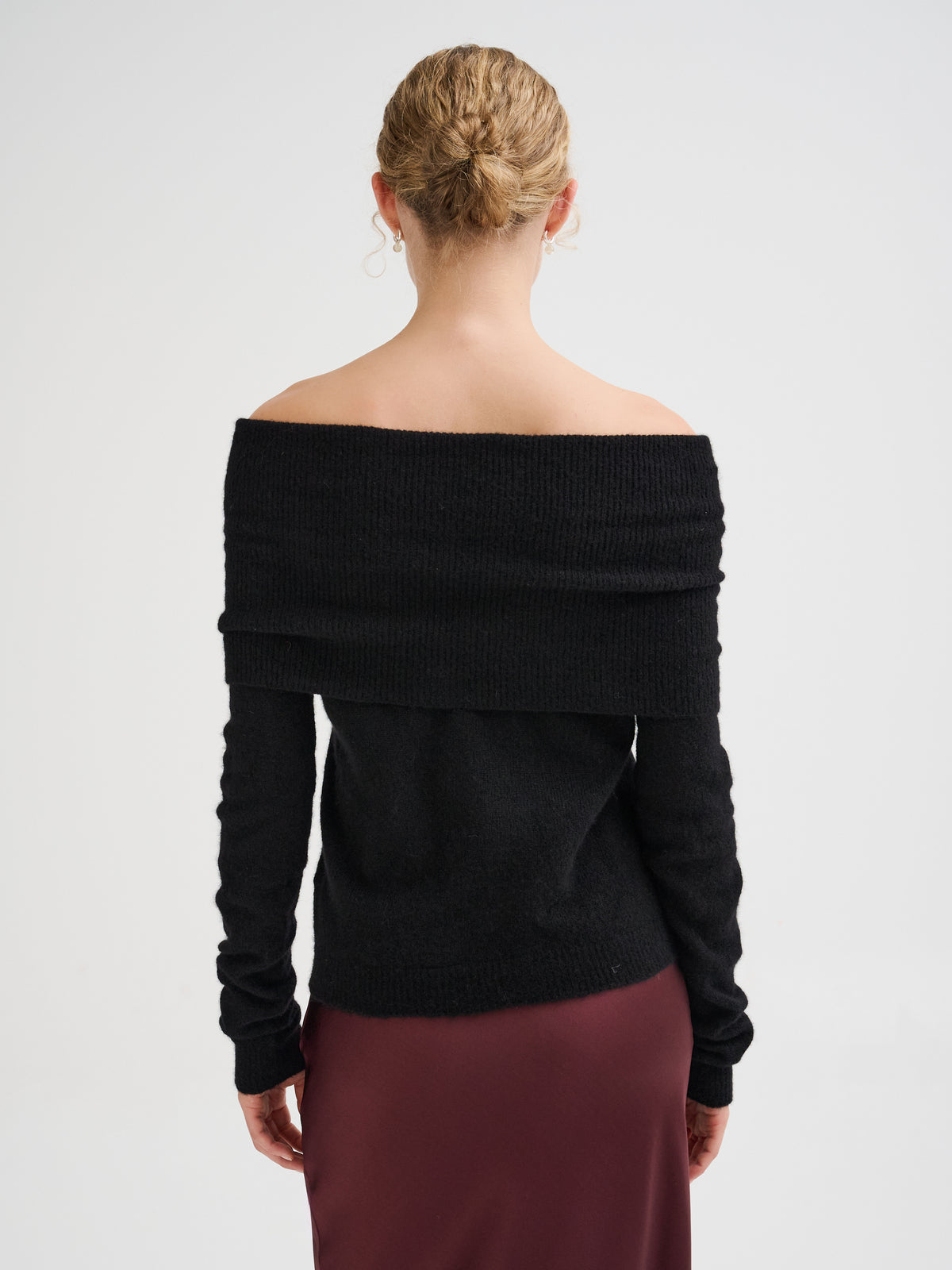 Cashmere and silk off-the-shoulder sweater