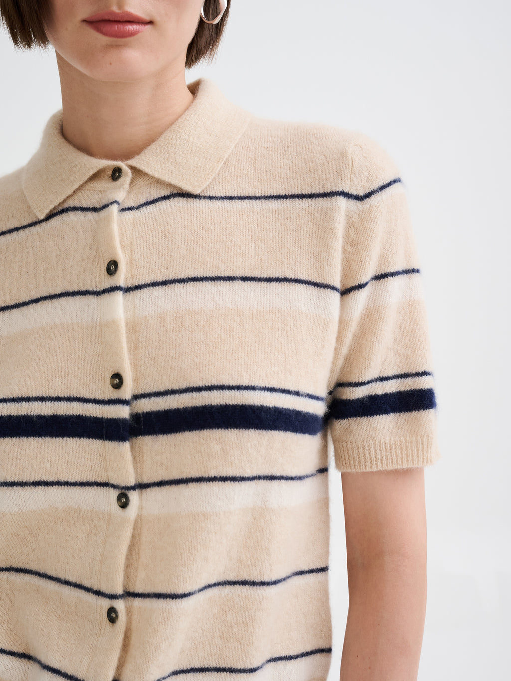 Striped cashmere and silk knit shirt