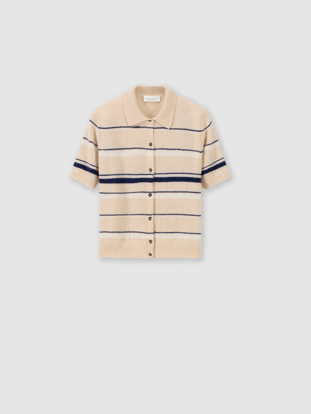 Striped cashmere and silk knit shirt