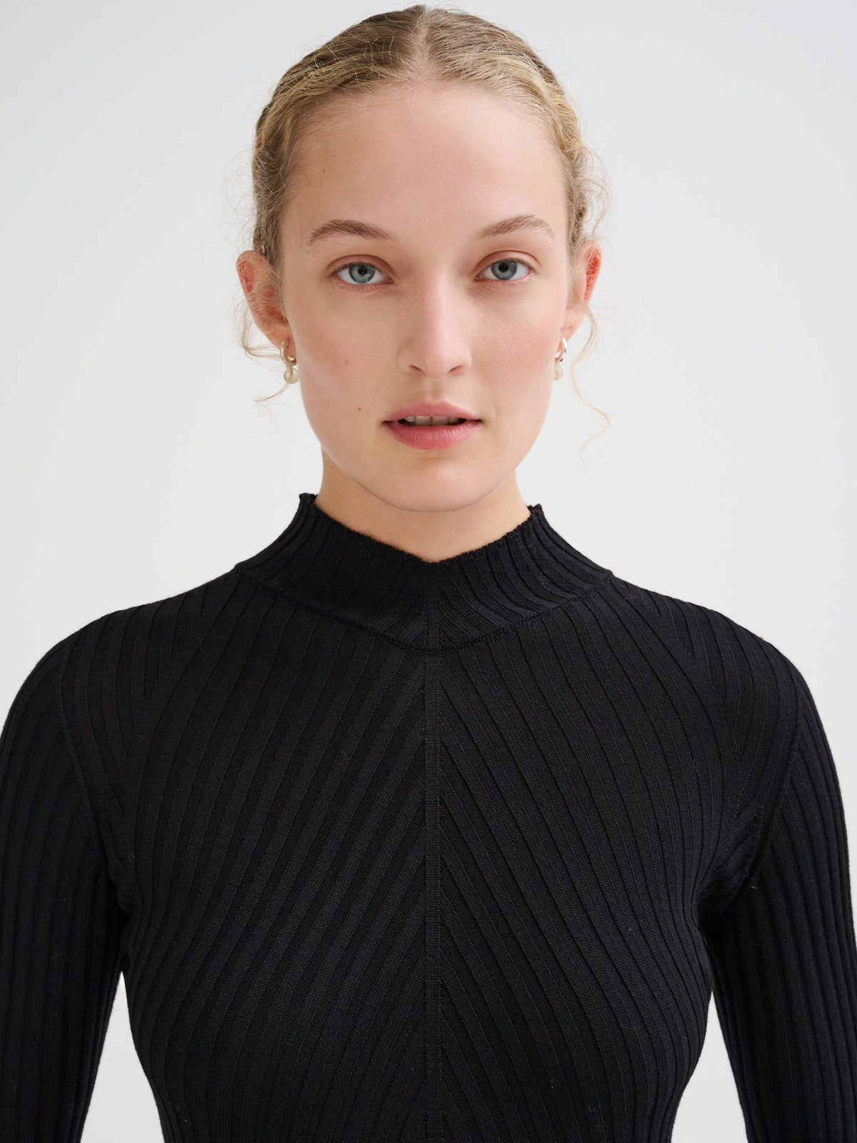 Merino wool ribbed midi dress