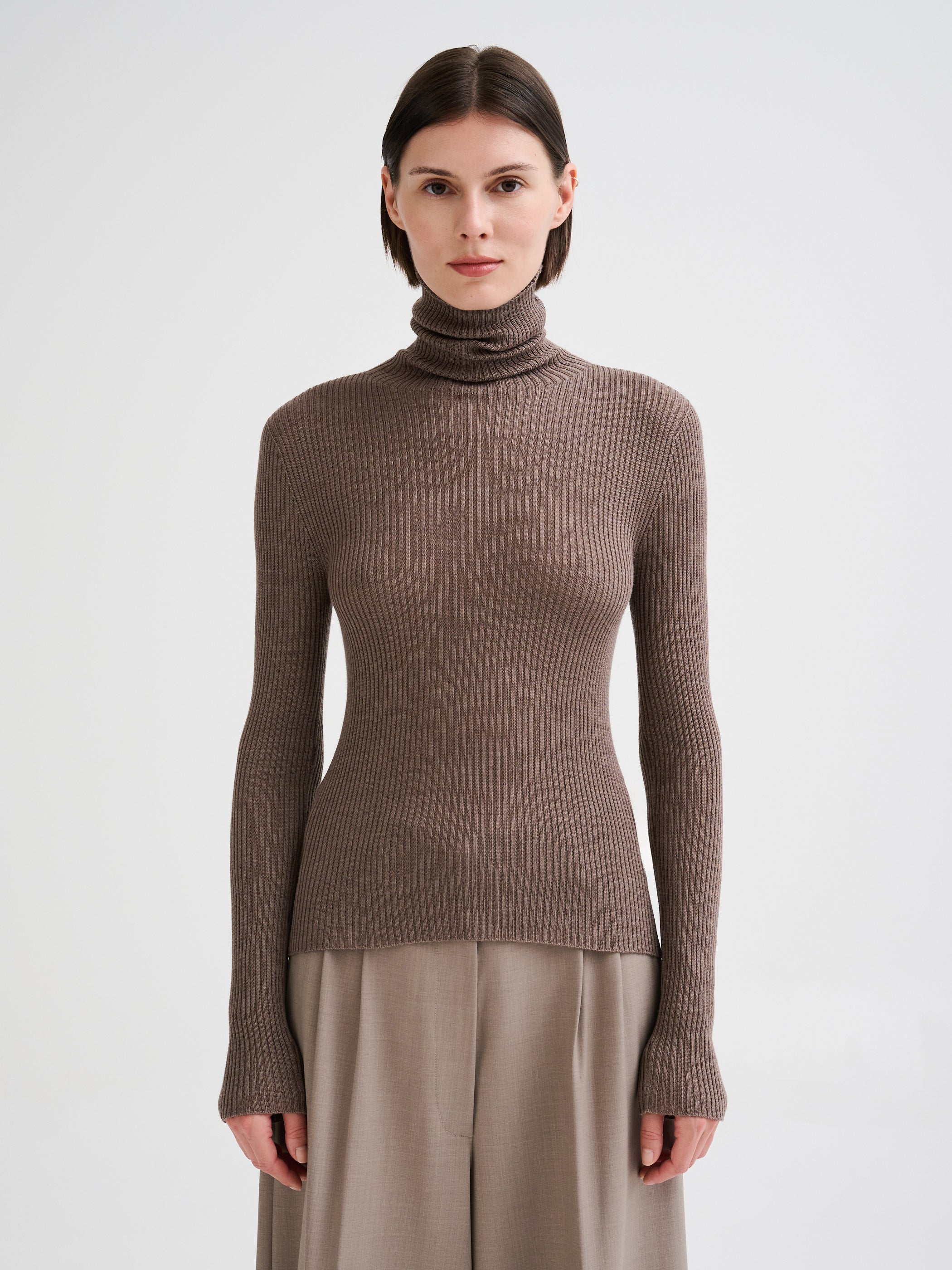 Merino wool ribbed turtleneck