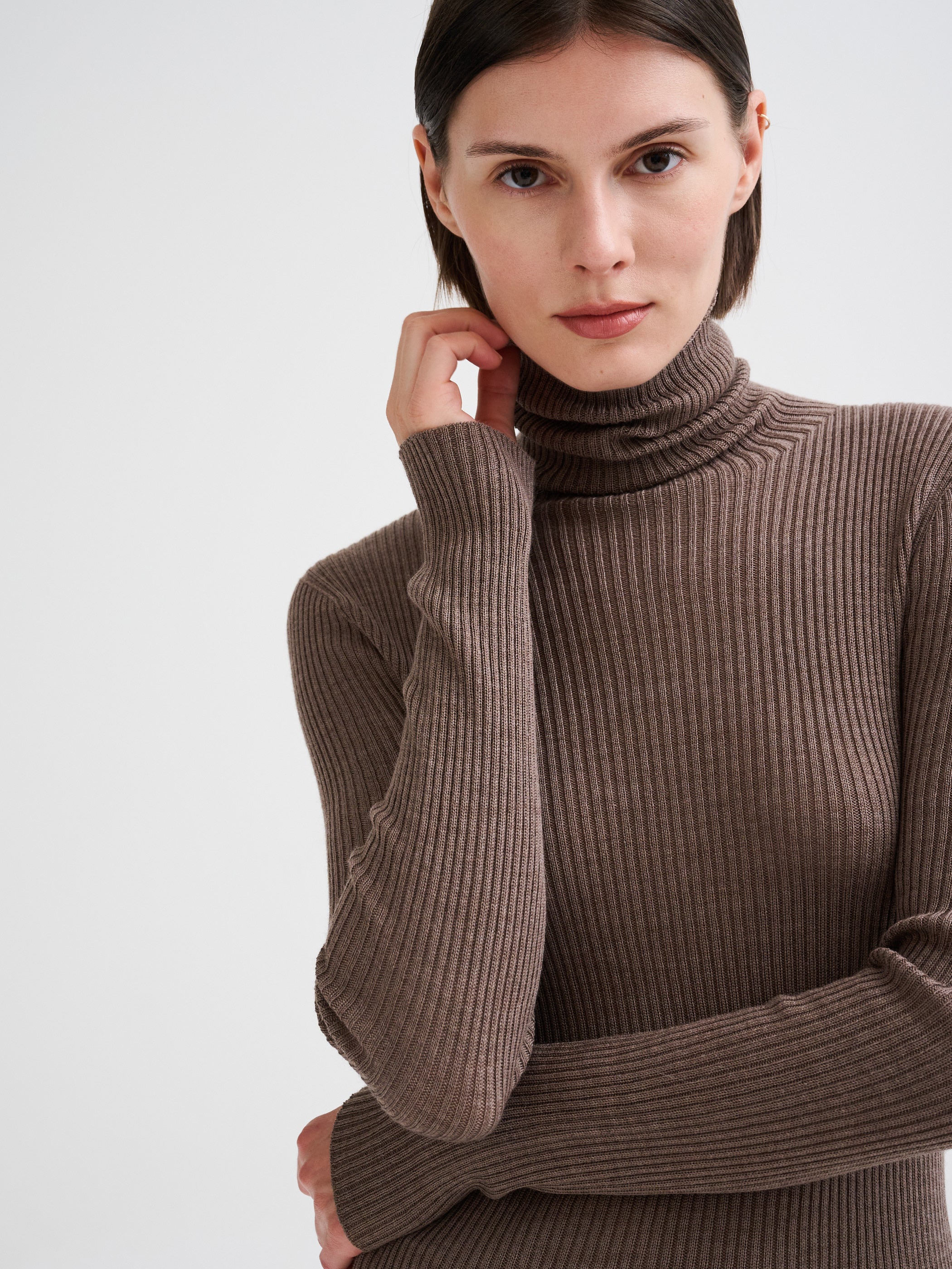 Merino wool ribbed turtleneck