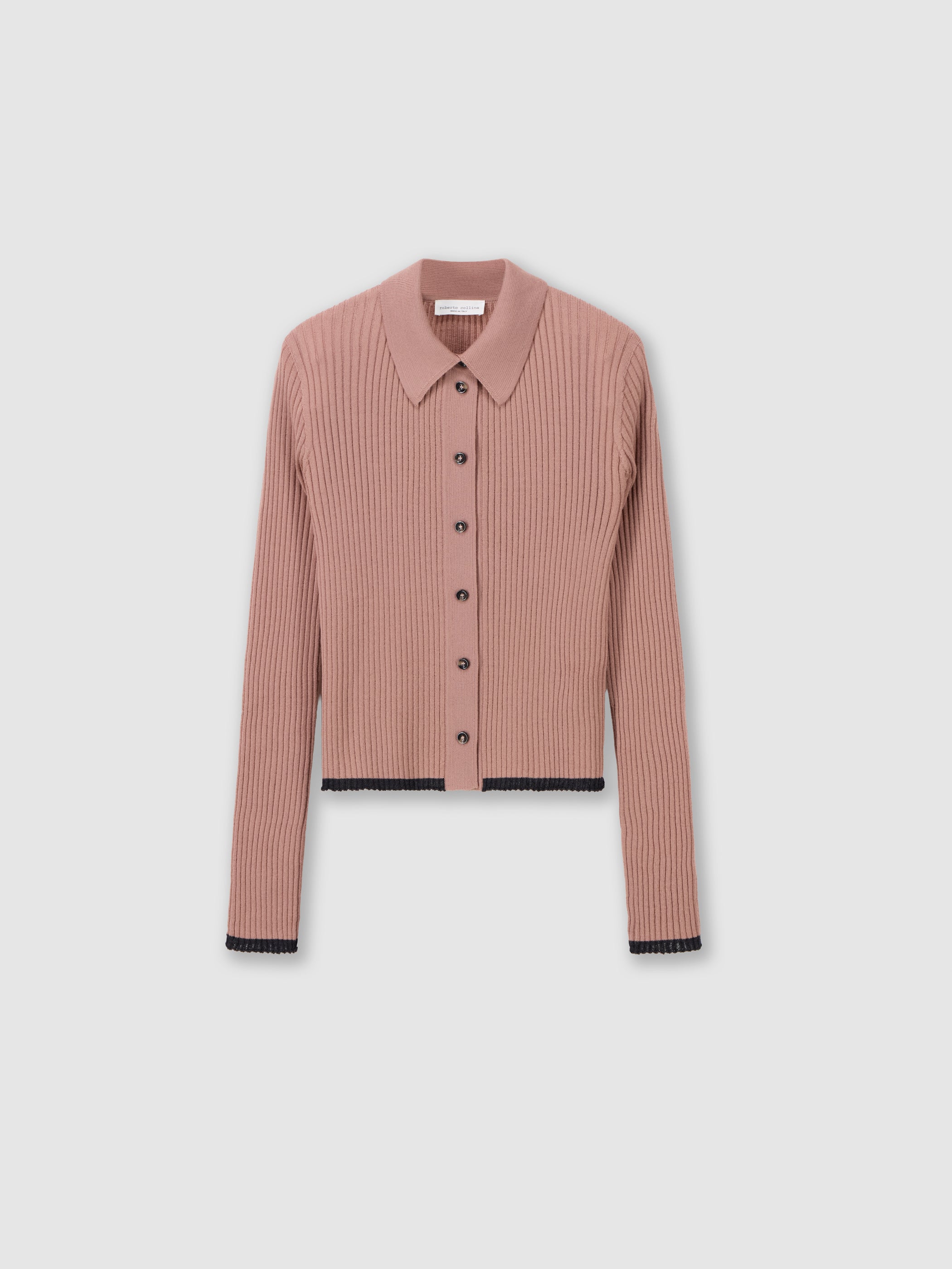 Merino wool ribbed knit shirt