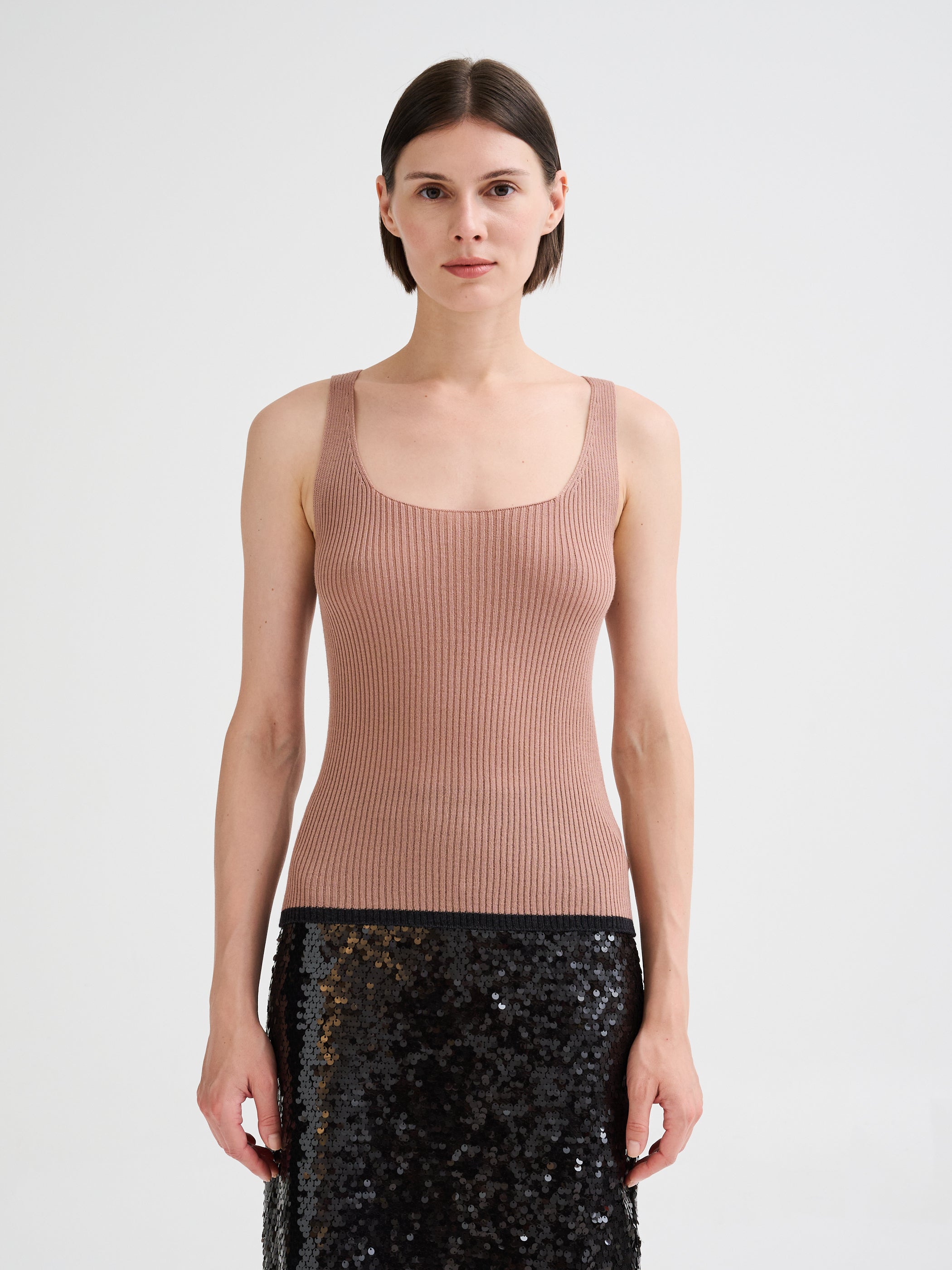 Merino wool ribbed top