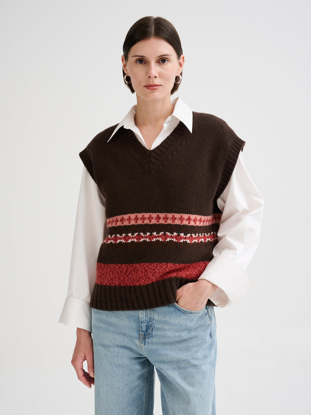 Jacquard wool and alpaca slipover