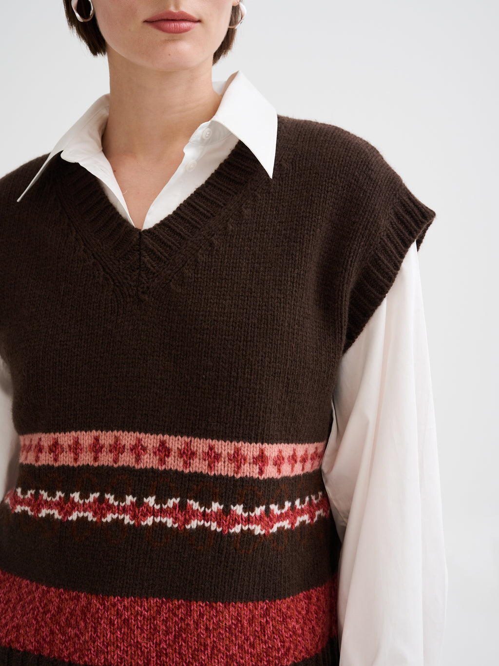Jacquard wool and alpaca slipover