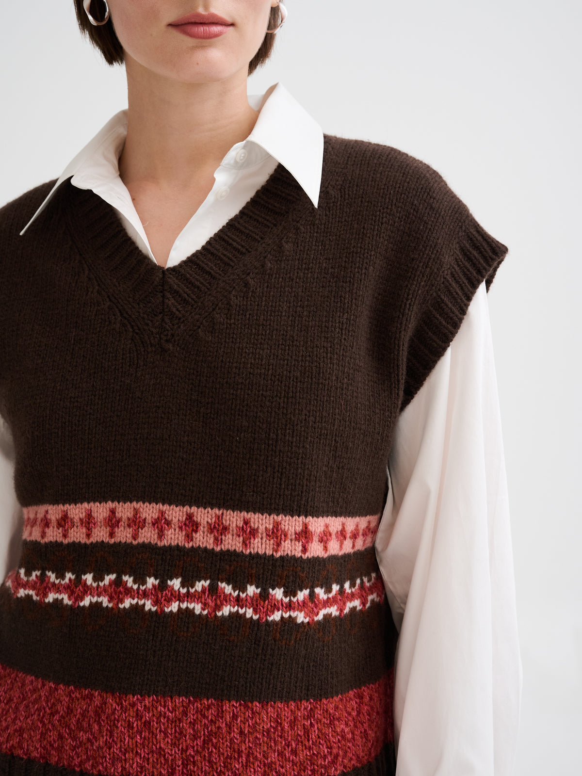 Jacquard wool and alpaca slipover
