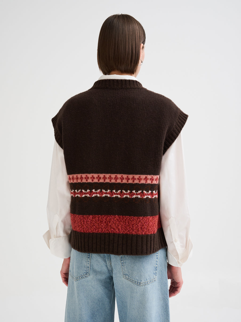 Jacquard wool and alpaca slipover