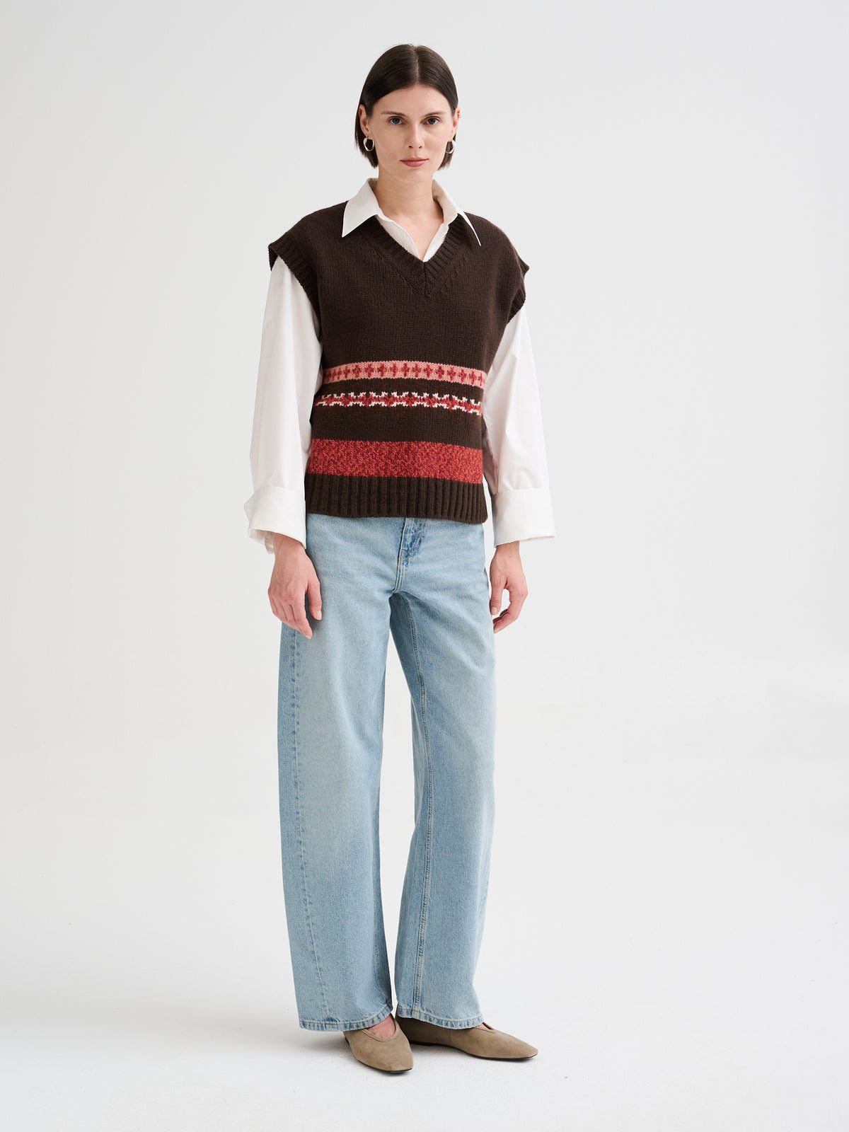Jacquard wool and alpaca slipover