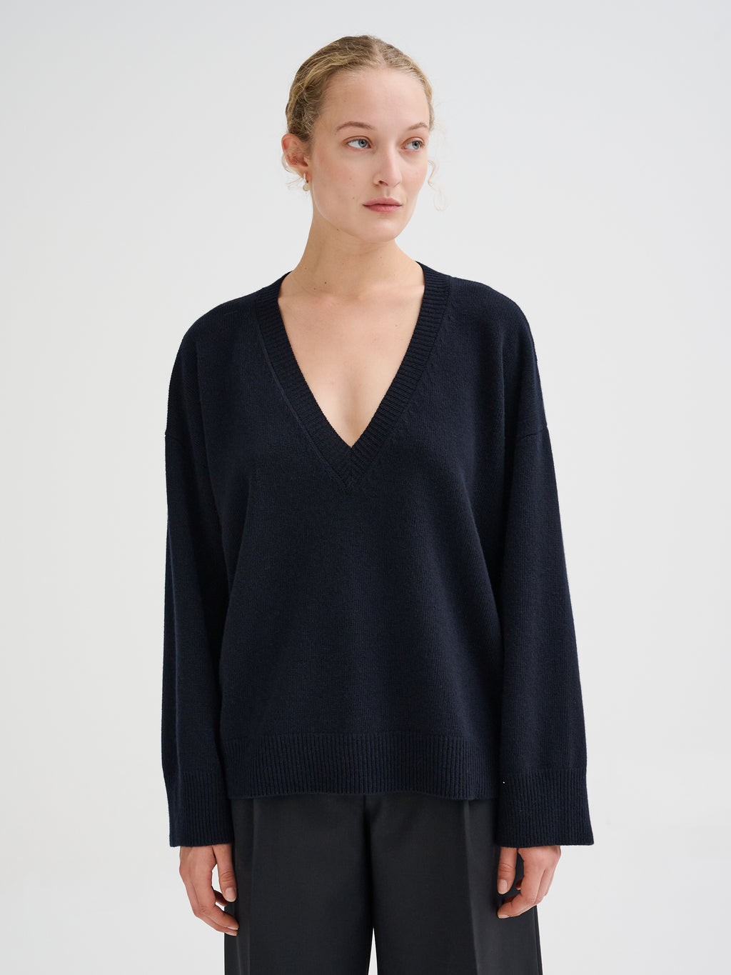 Oversized merino wool V-neck sweater