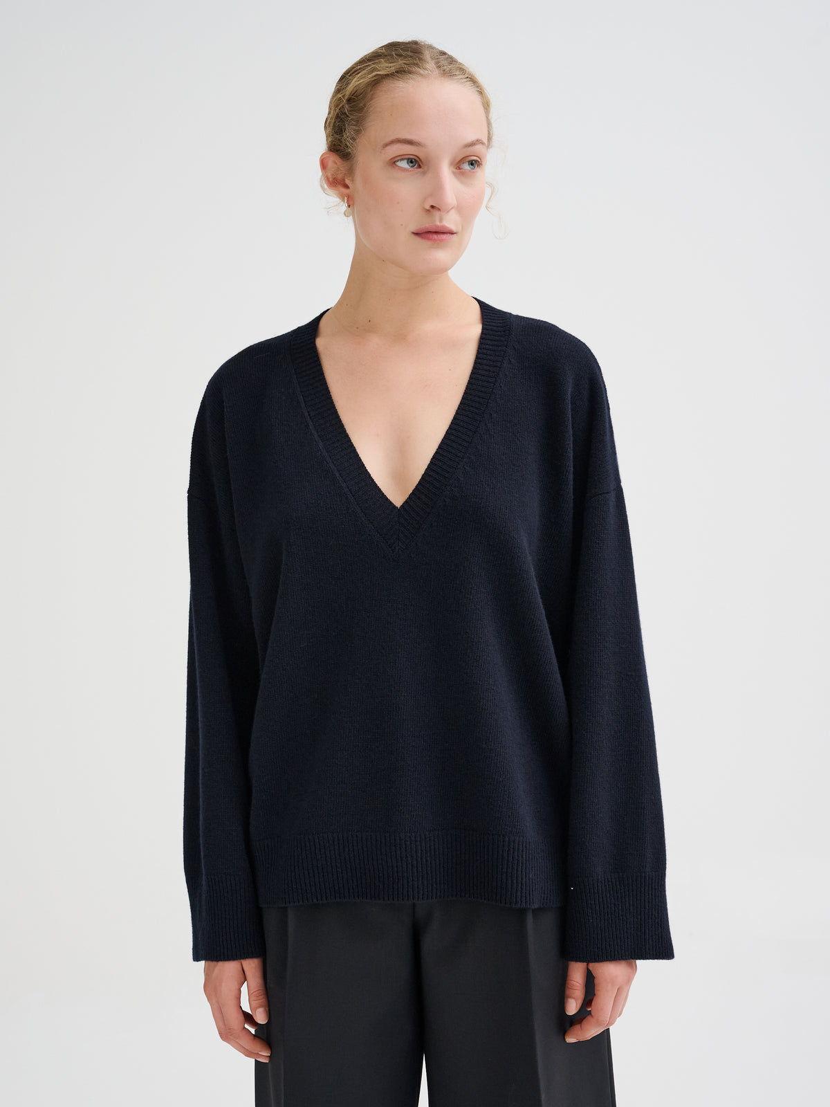 Oversized merino wool V-neck sweater