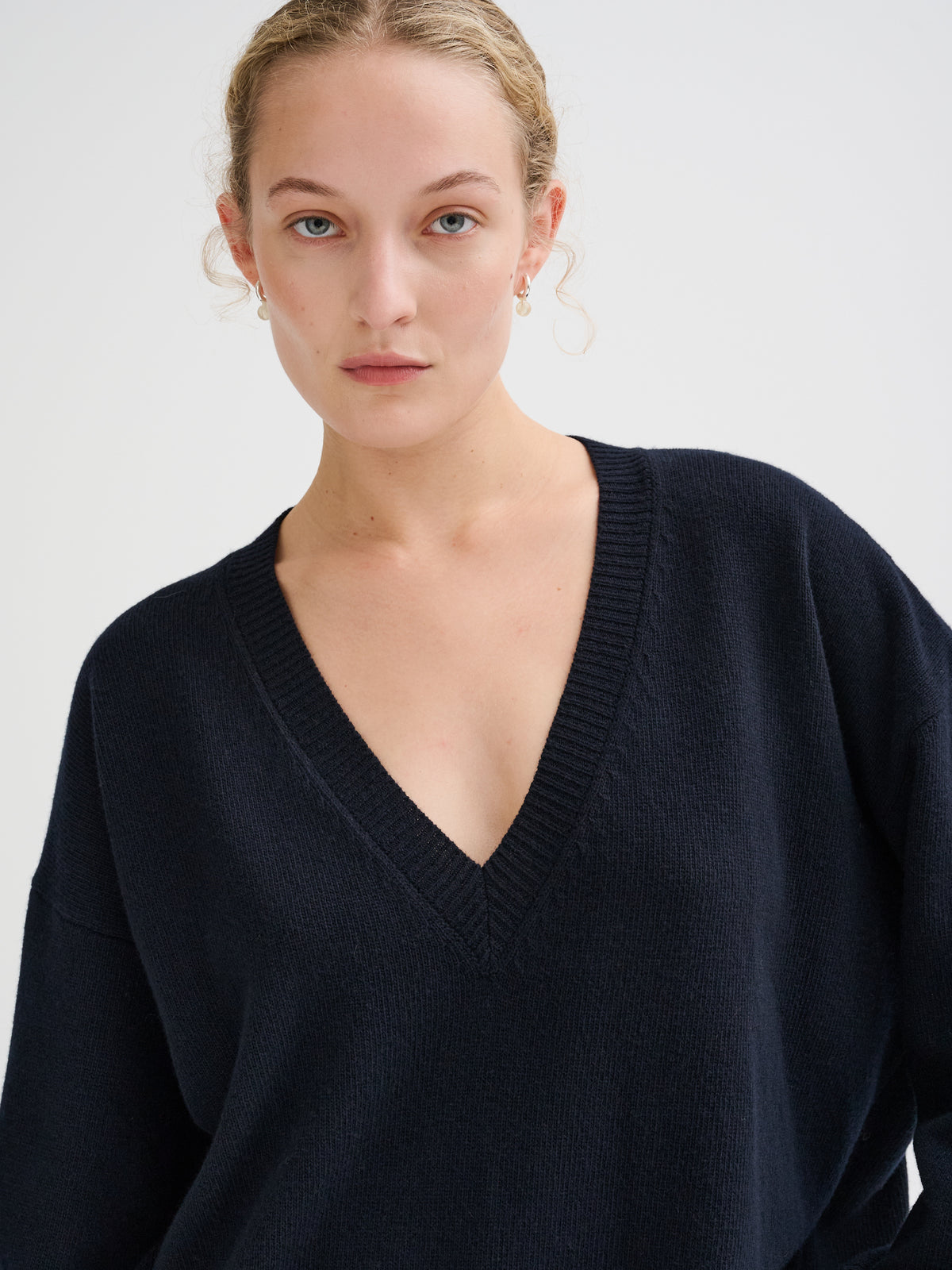 Oversized merino wool V-neck sweater
