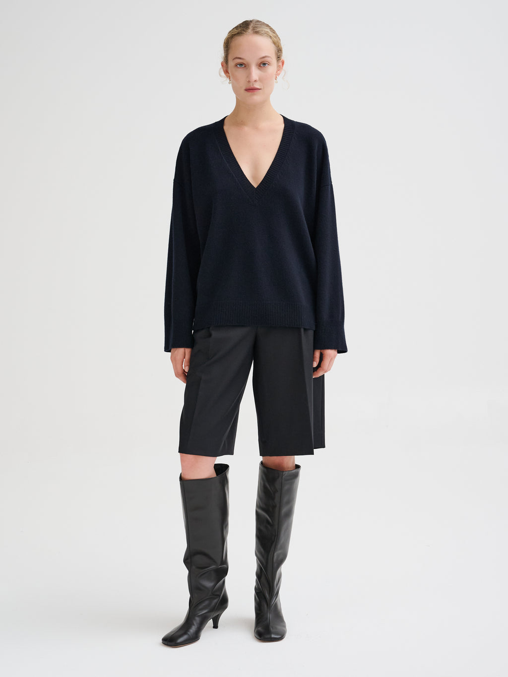 Oversized merino wool V-neck sweater