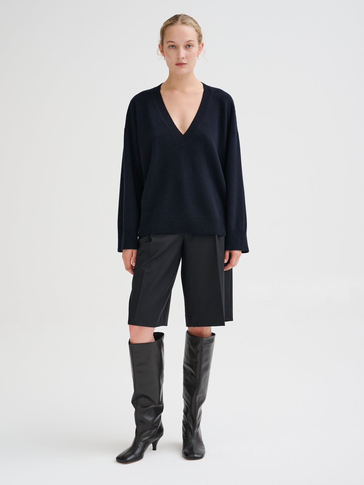 Oversized merino wool V-neck sweater