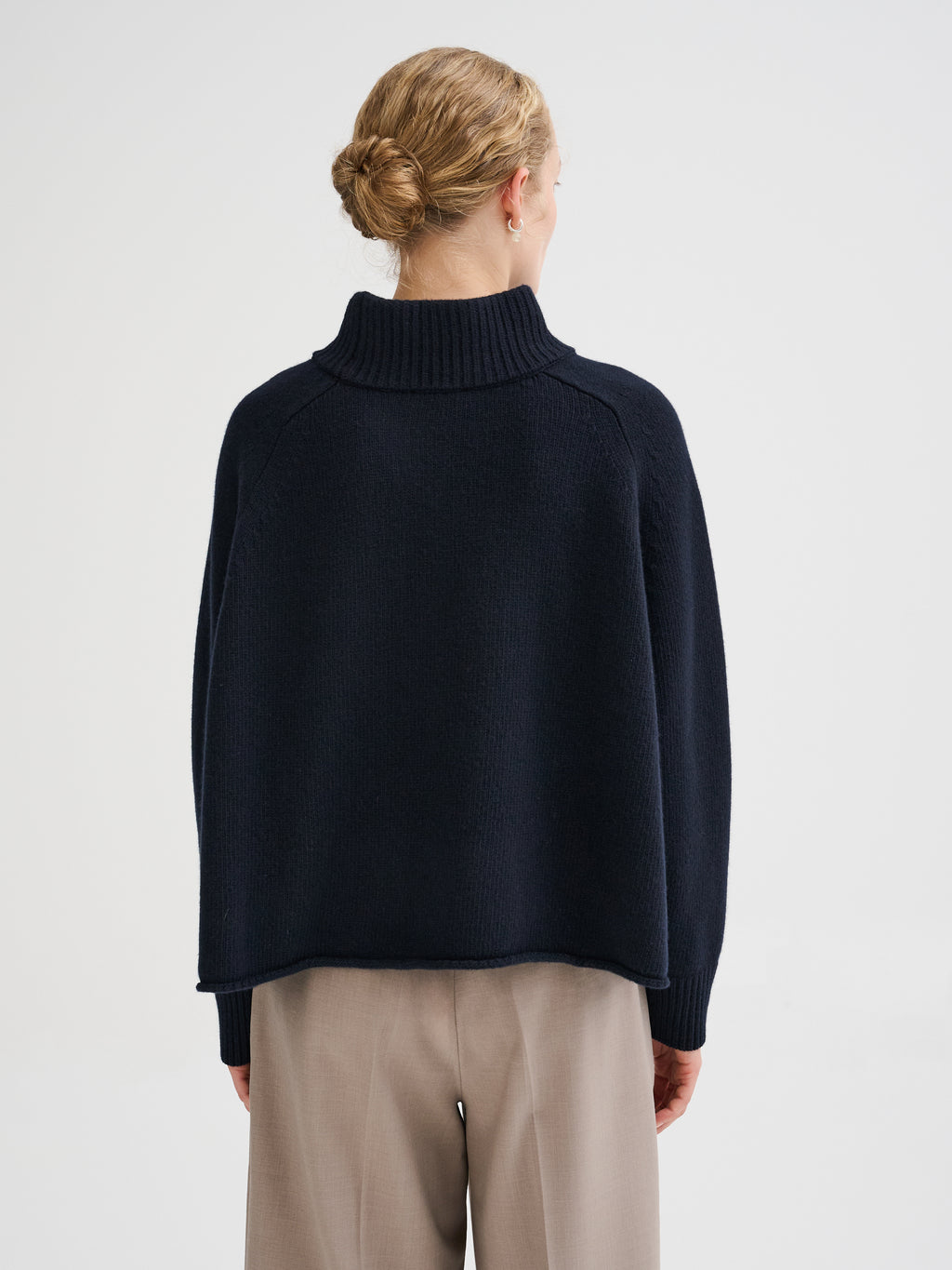 Oversized merino wool funnel-neck sweater